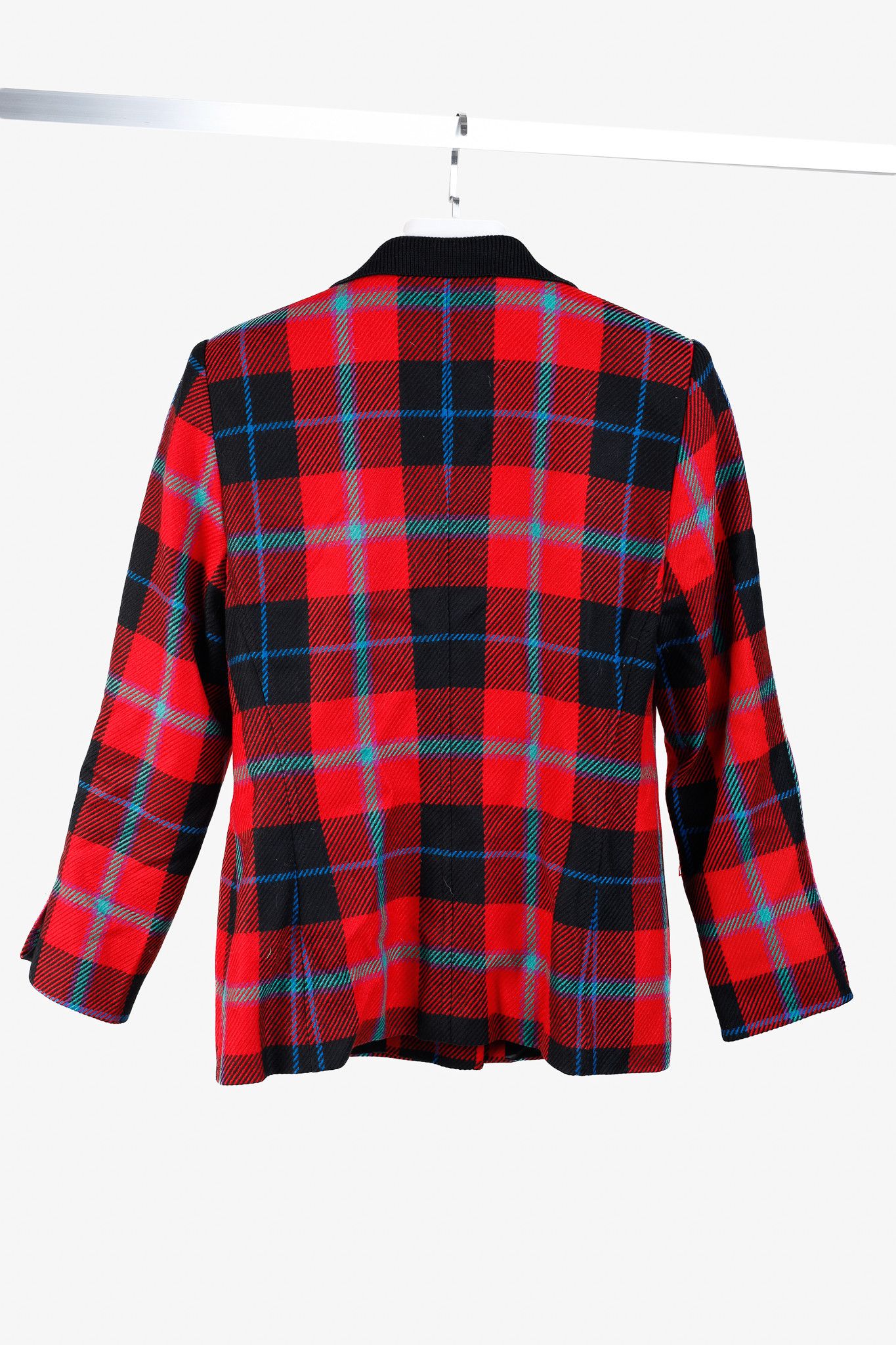 Escada Escada Vintage Red Tartan Single Breasted Tailored Blazer Size L / US 10 / IT 46 - 2 Thumbnail