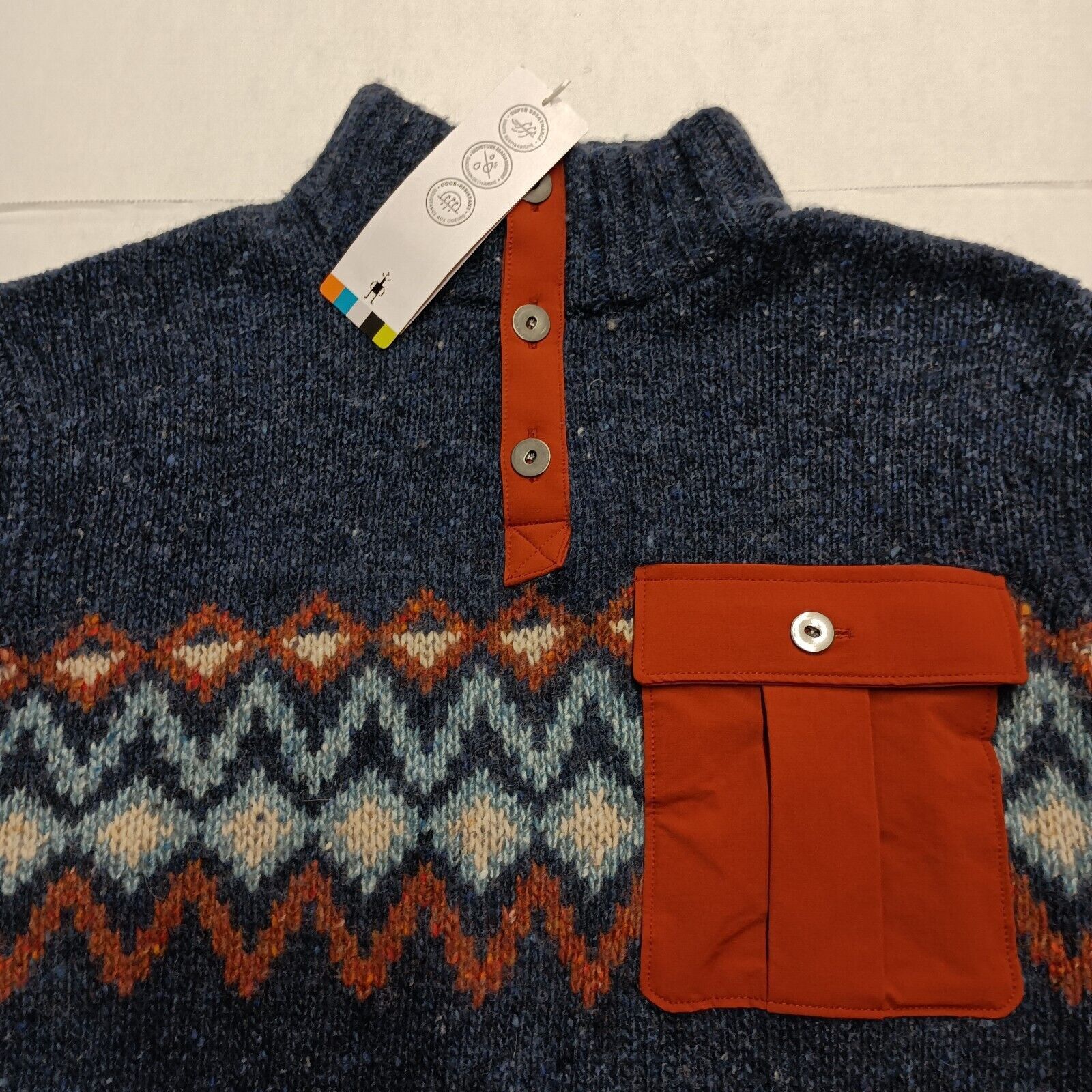 Smartwool SmartWool Men's L Deep Navy Heather Heavy Henley Sweater Size US L / EU 52-54 / 3 - 3 Thumbnail