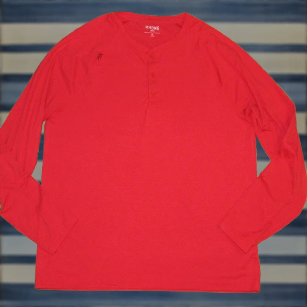 Rhone RHONE Red Long Sleeve Performance Henley Shirt XL Mens Size US XL / EU 56 / 4 - 1 Thumbnail