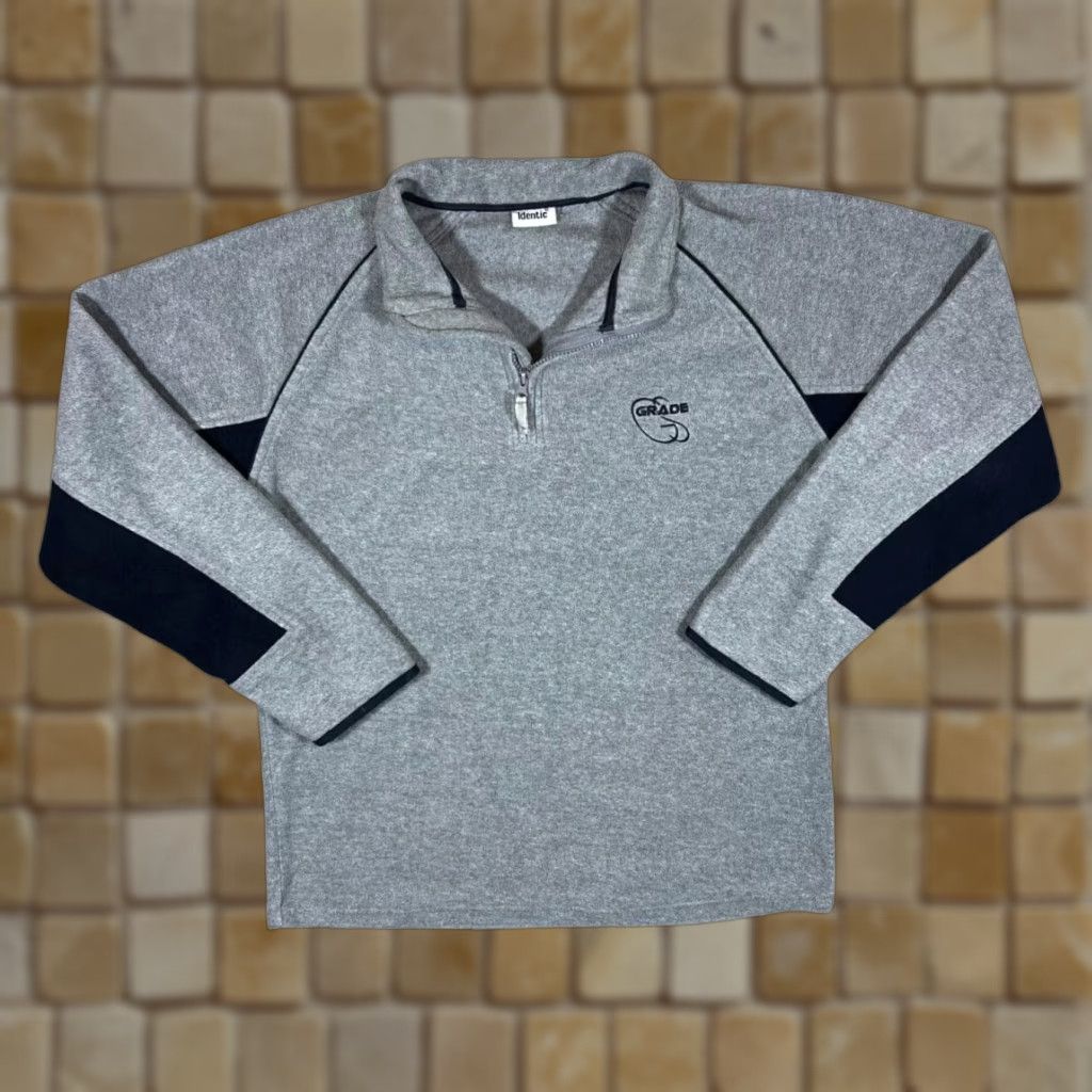 Logo 7 IDENTIC Mini Logo Colour Block 1/4 Zip Fleece Sweatshirt M Grey/Black Embroidered 00's Mens Sweatshirt Size US M / EU 48-50 / 2 - 1 Thumbnail