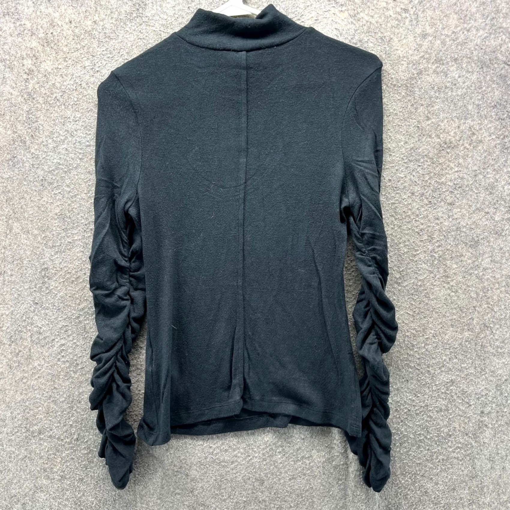 Anthropologie Anthropologie Shirt Womens XS Black Mock Neck Ruched Long Sleeve Top Size XS / US 0-2 / IT 36-38 - 2 Thumbnail