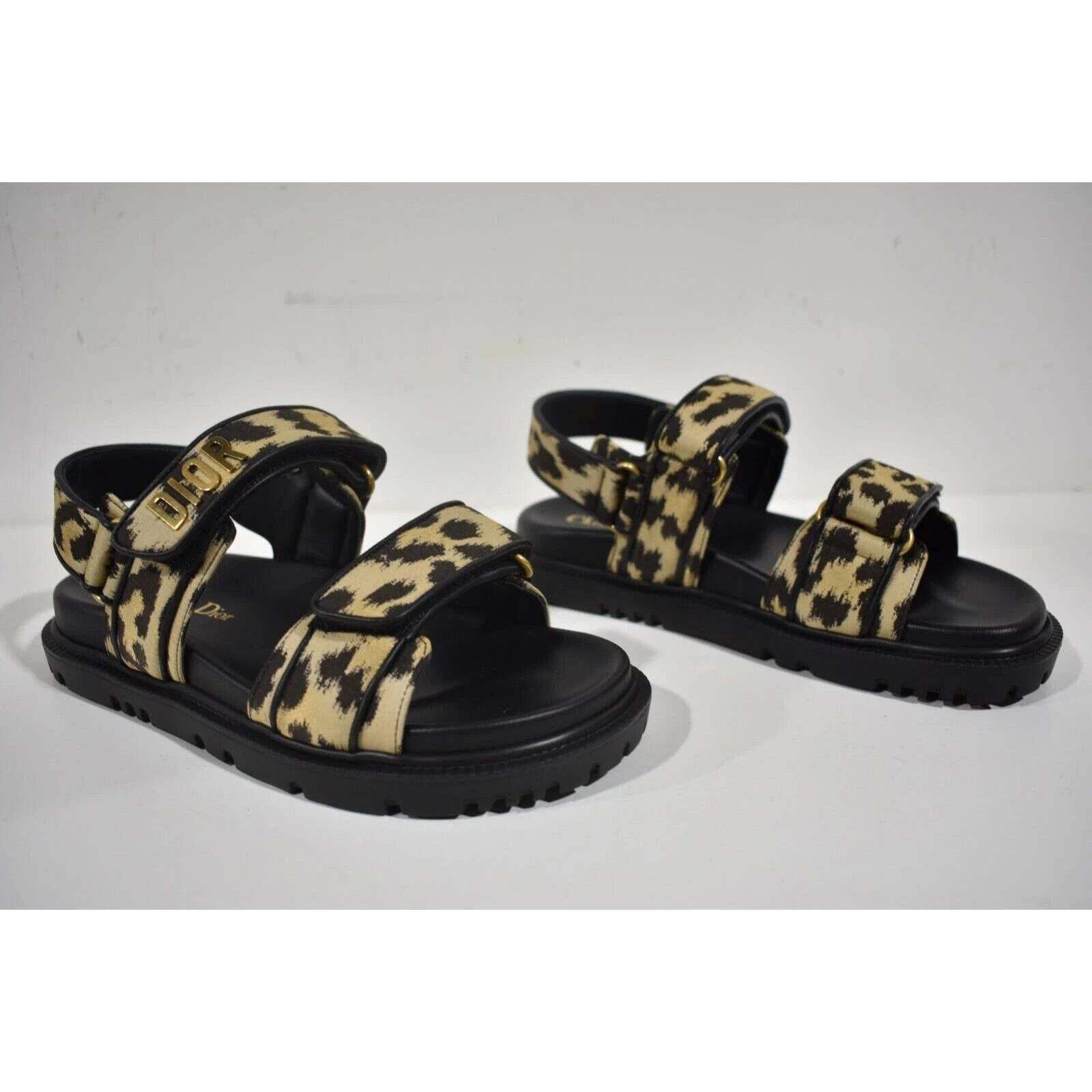Dior Christian Dior Act Dway Black Gold Leopard Shiny Logo Strap Size US 5.5 / IT 35.5 - 4 Thumbnail