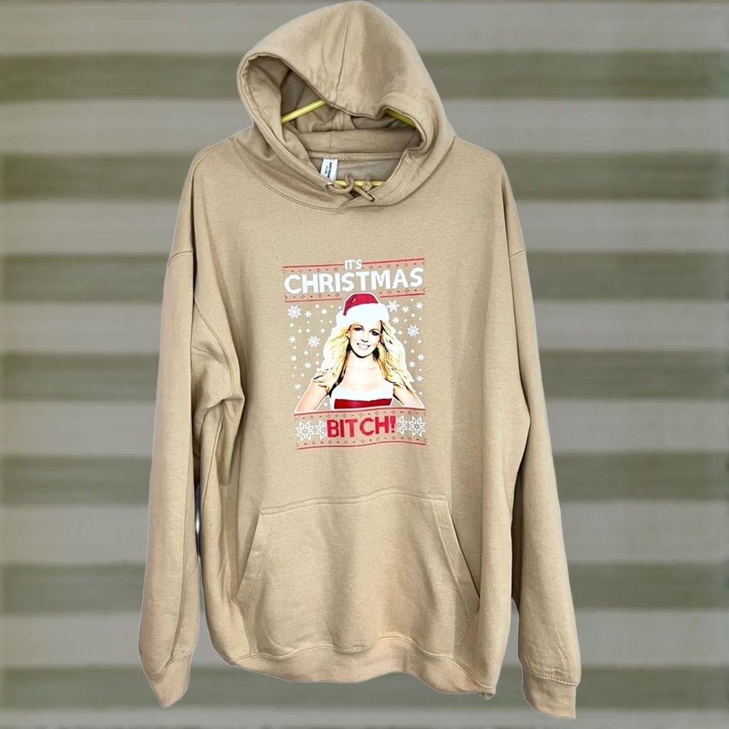 Vintage UNISEX Britney Spears ITS CHRISTMAS B*TCH XMAS ESSENTIAL TAN HOODIE XL NWOT Hoodie Adults Unisex Tan Christmas 90s Theme Mens Womens Girls Size XL / US 12-14 / IT 48-50 - 1 Thumbnail