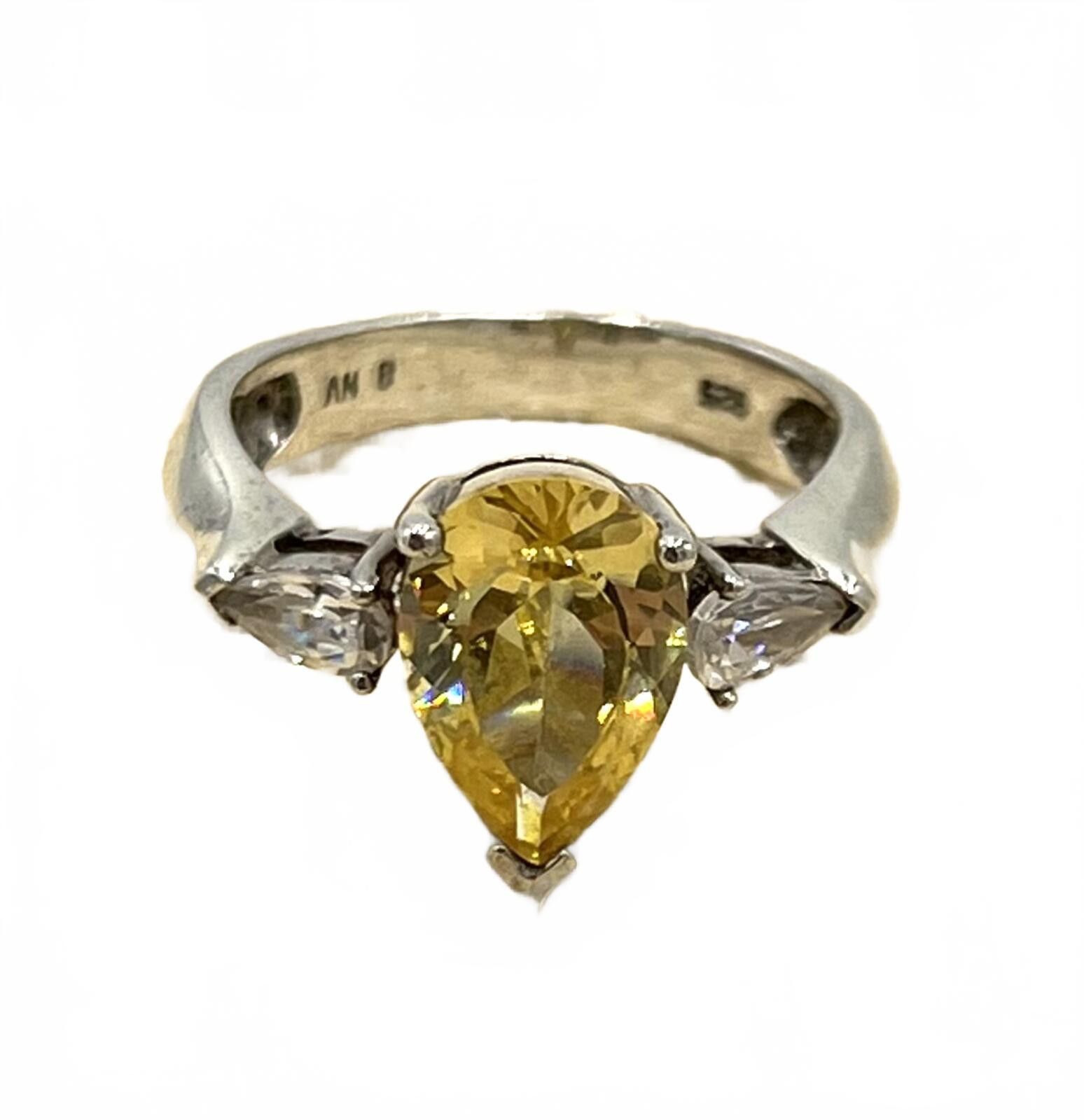 Other Nevada Silver Mines Sterling Silver Citrine & White CZ Ring Size ONE SIZE - 1 Thumbnail