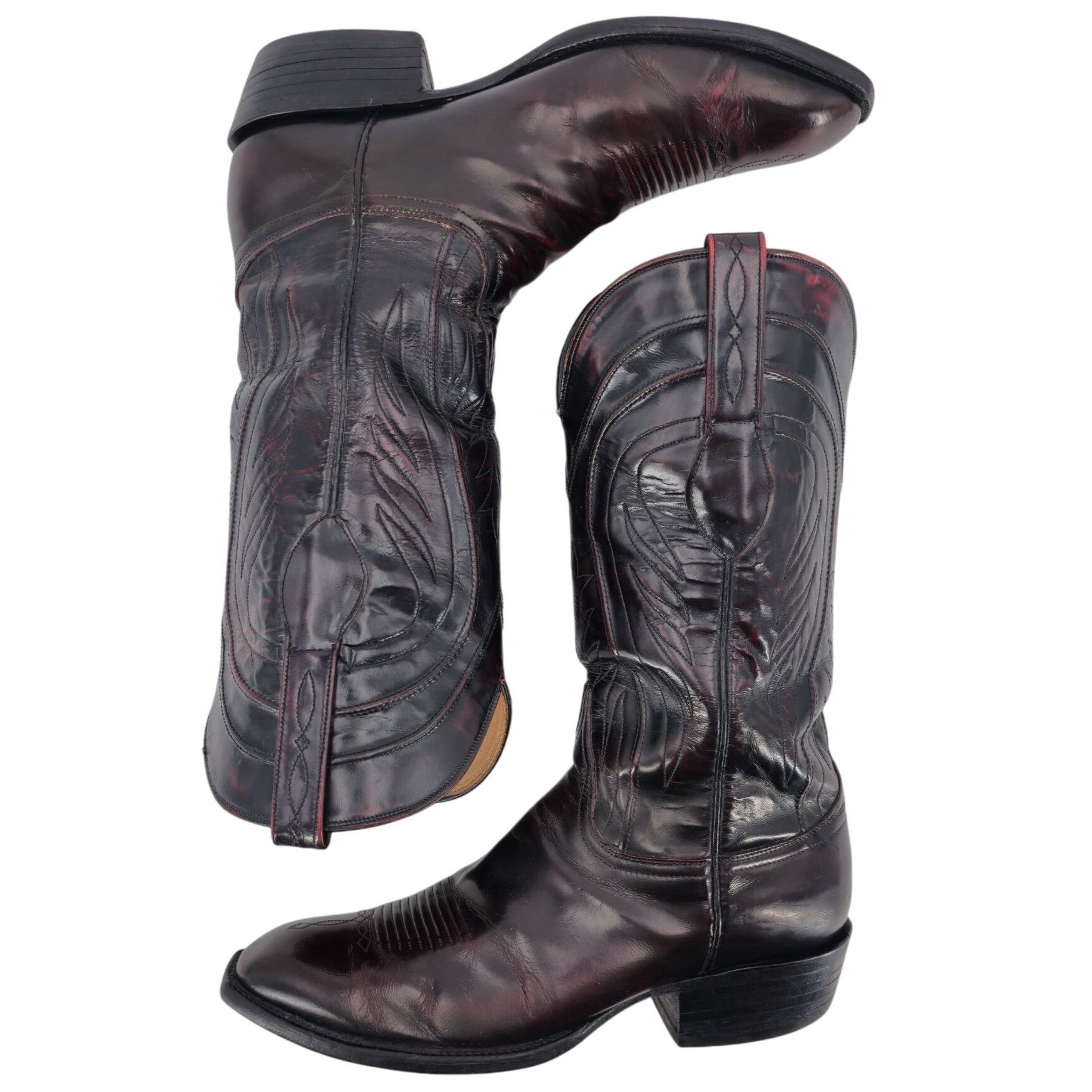 Lucchese Lucchese Classics Black Cherry Goat Leather Cowboy Boots Men Size US 10 / EU 43 - 4 Thumbnail