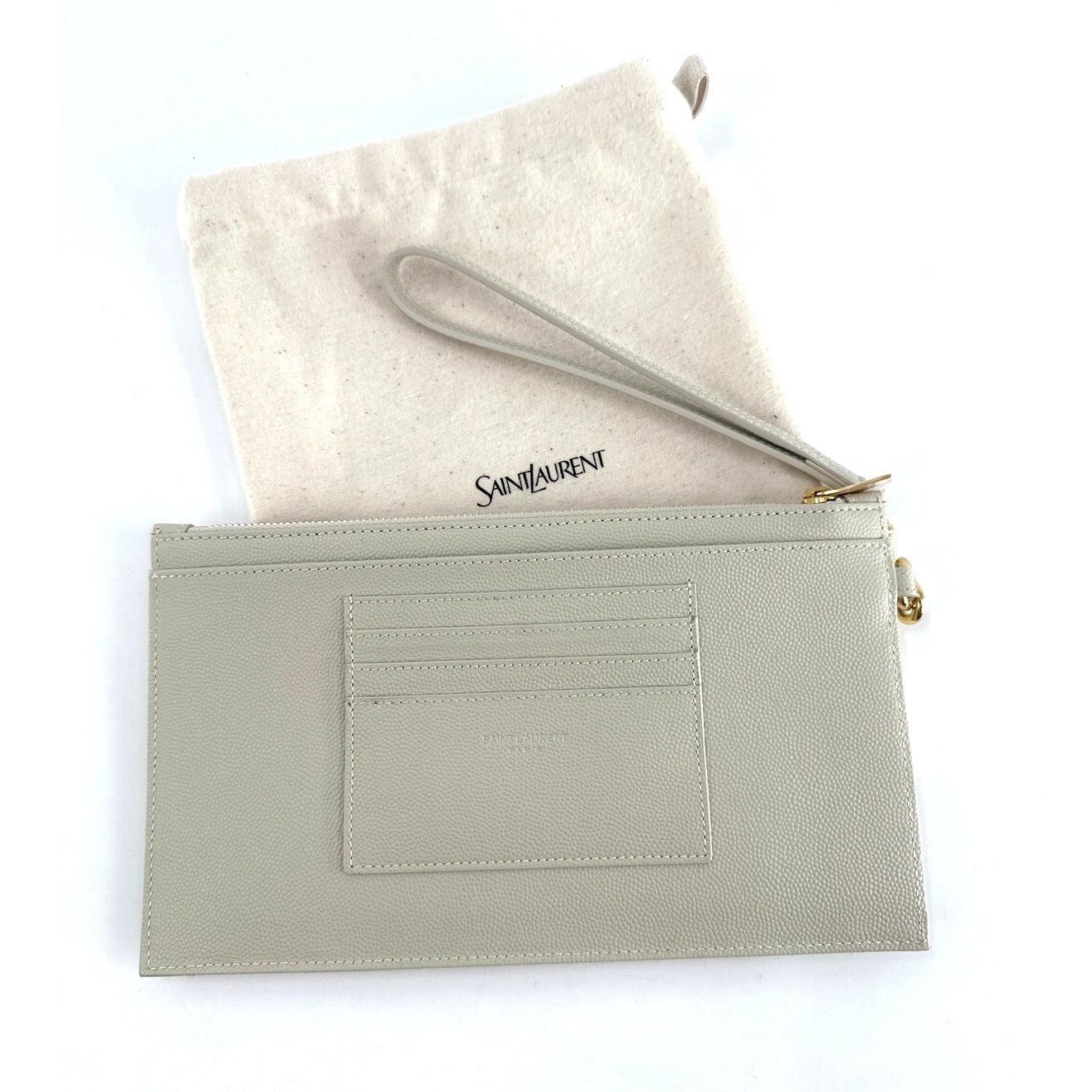 Saint Laurent Paris Saint Laurent Women's Cream Monogram Leather Wallet Clutch Size ONE SIZE - 6 Thumbnail