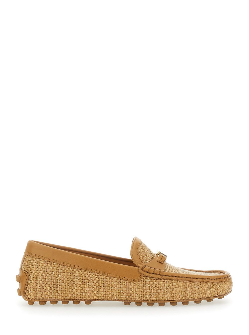 Tod's Raffia Loafers Beige with Rounded Toe in Cotton Women Size US 7.5 / IT 37.5 - 1 Thumbnail