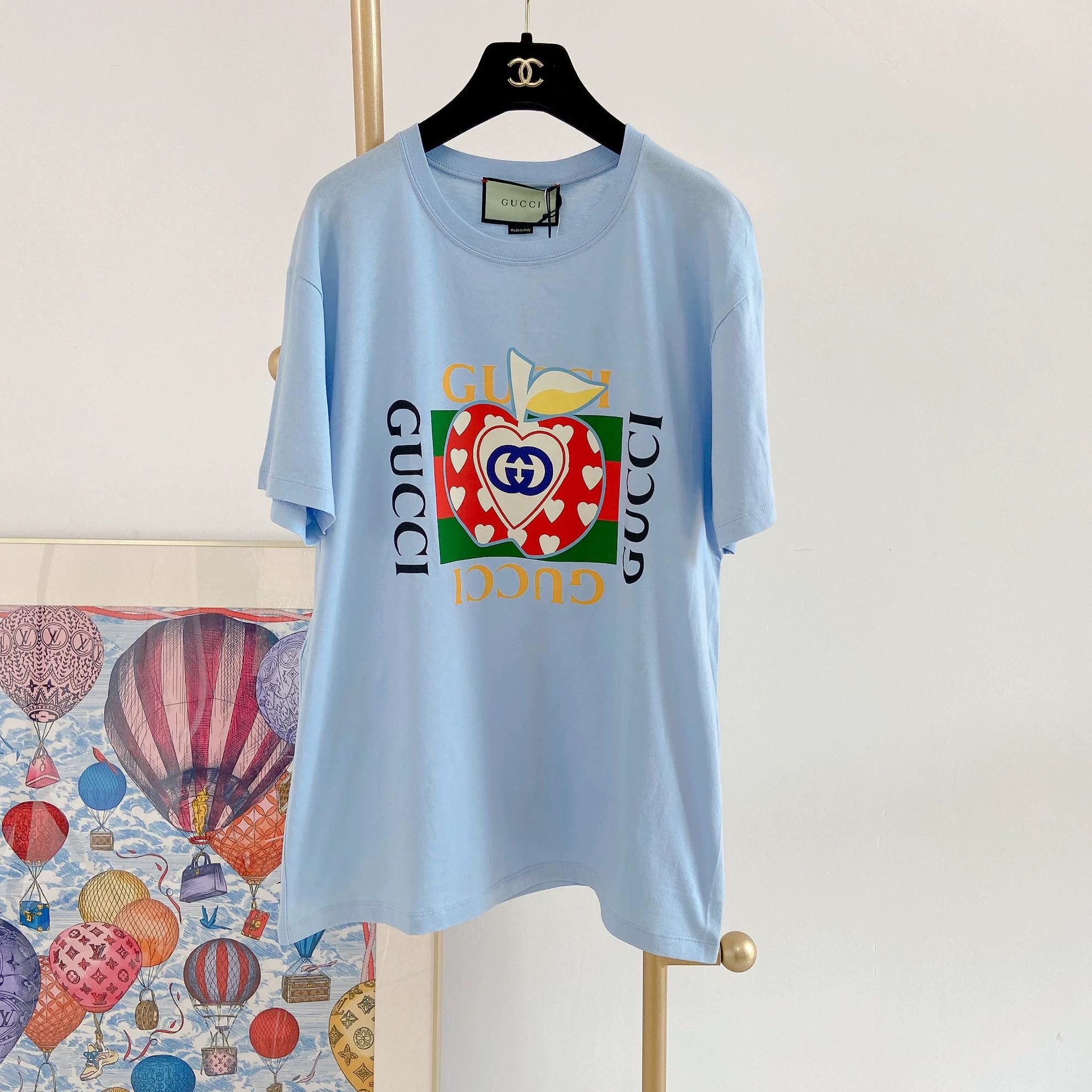 Gucci Gucci Light Blue Printed Tee S with Tags Size US S / EU 44-46 / 1 - 2 Thumbnail