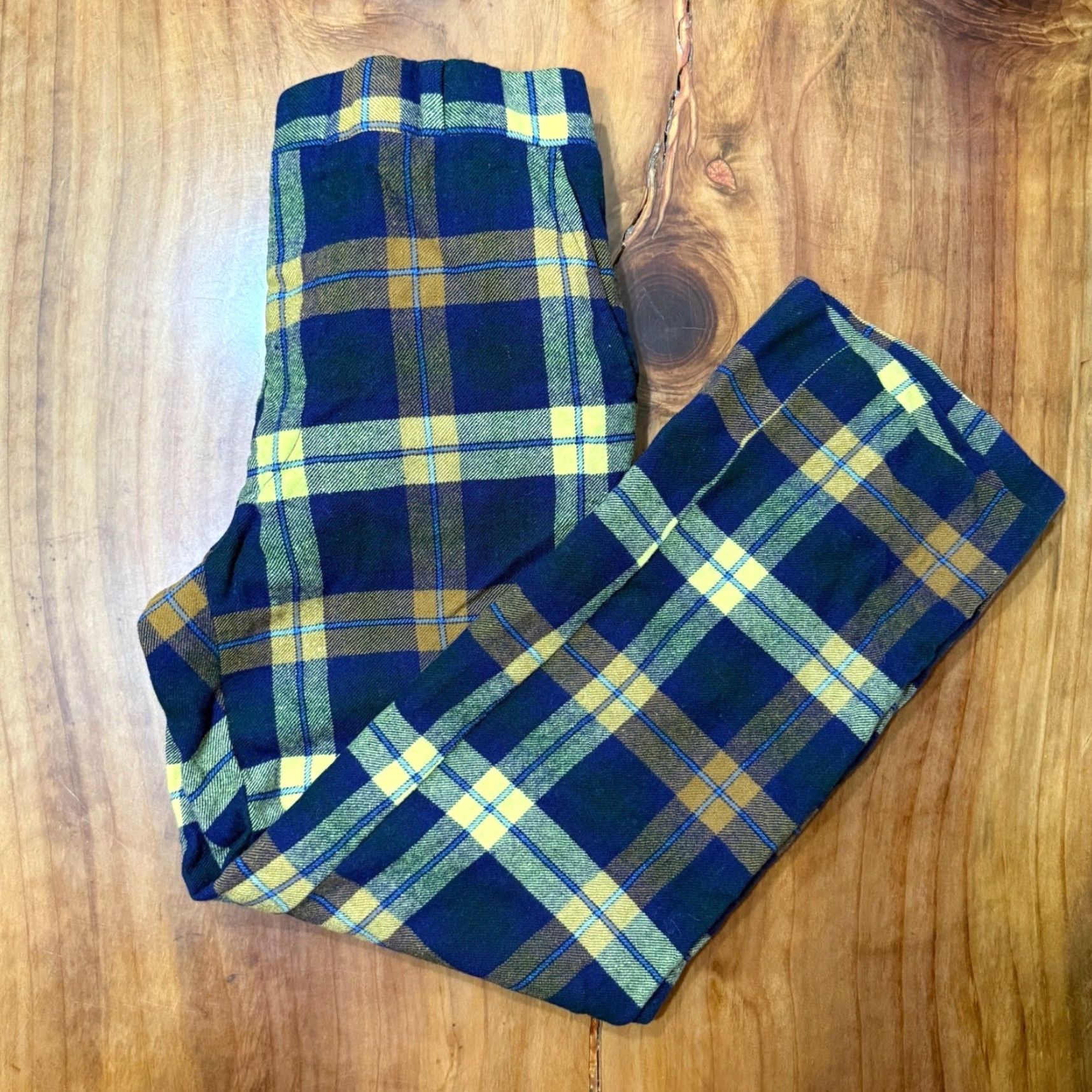 Nordstrom VINTAGE Corbin LL30 Mens Pants 32 x 30 Wool Plaid Retro Navy Blue Chino Classic Bootcut Size US 32 / EU 48 - 2 Thumbnail