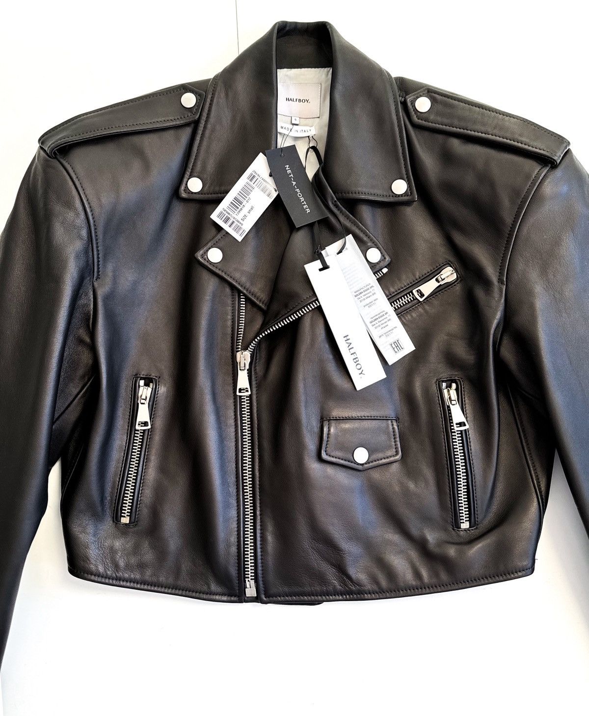 Other Halfboy Chiodo cropped biker jacket black leather Size S / US 4 / IT 40 - 13 Thumbnail