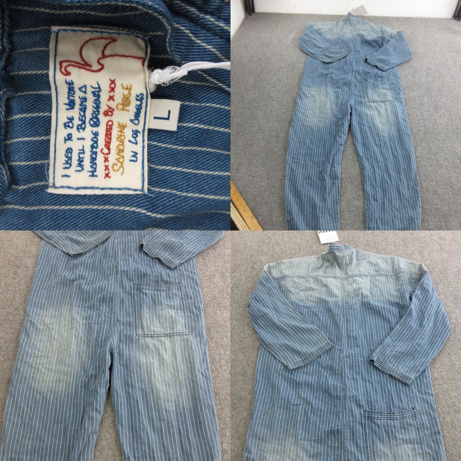 Vintage Sandrine Rose Womens Large Blue Denim Coveralls Size L / US 10 / IT 46 - 8 Thumbnail