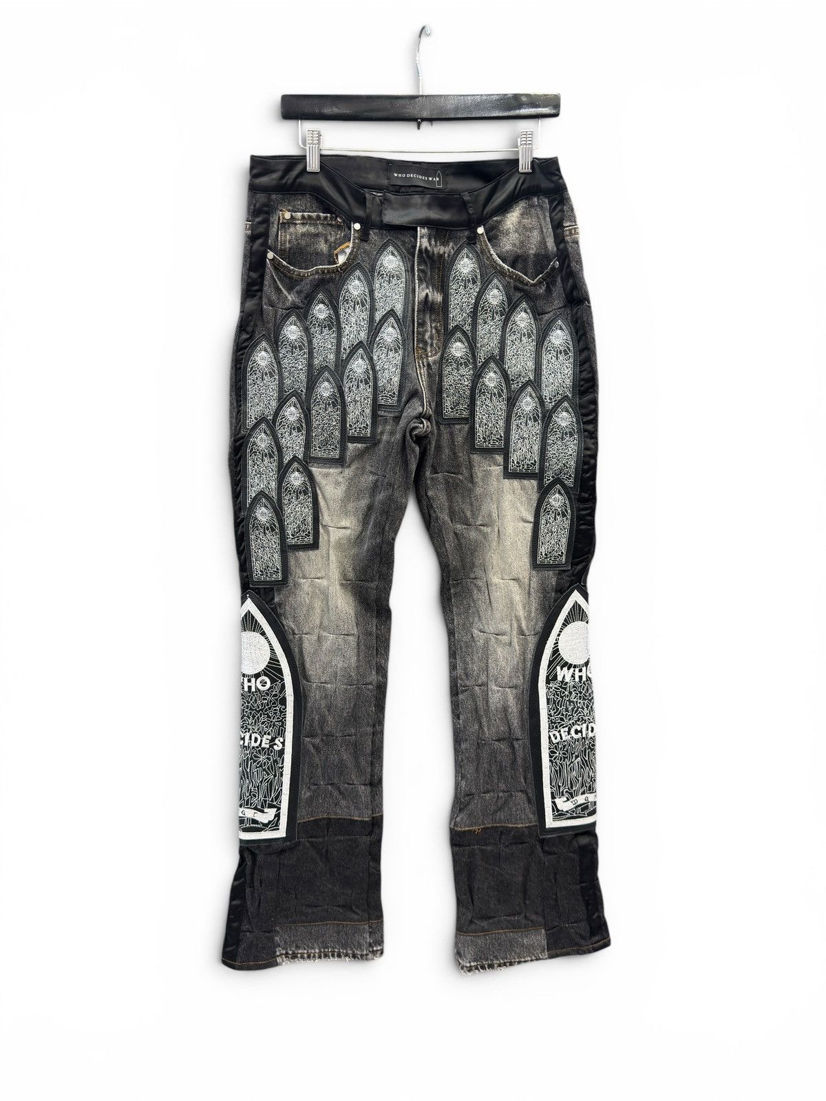 Who Decides War Who Decides War Satin Black Denim Window Jeans Size US 32 / EU 48 - 1 Thumbnail