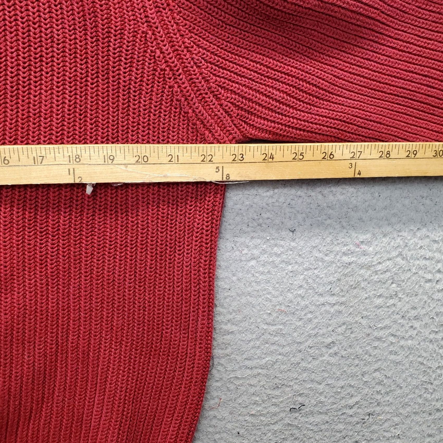 Vintage L.L. Bean Cardigan Sweater Mens Medium Dark Red Chunky Knit Mock Neck Full Zip Size US M / EU 48-50 / 2 - 4 Thumbnail