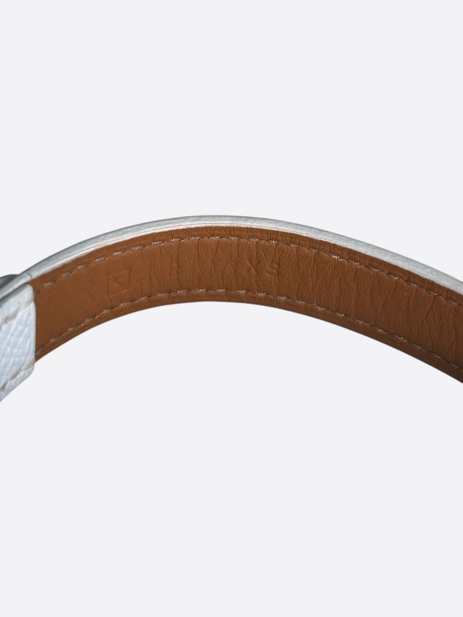 Hermes WhiteEpsom Palladium Hardware Etriviere Double Tour Bracelet Size ONE SIZE - 3 Thumbnail