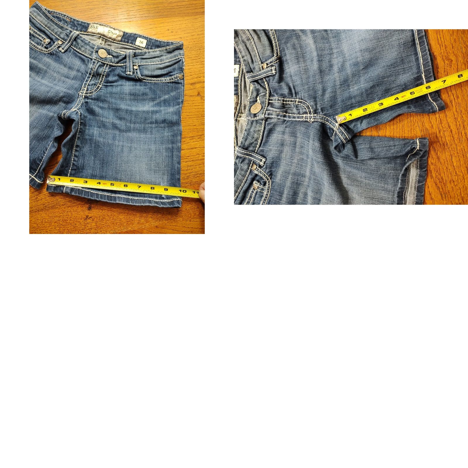 Vintage BKE Denim Shorts Womens Bermuda 26 Blue Distressed 5-Pocket Button Casual Travel Modern American Stella 6in Rise Jeans Distressed Casual Whiskers Size 26" / US 2 / IT 38 - 9 Thumbnail