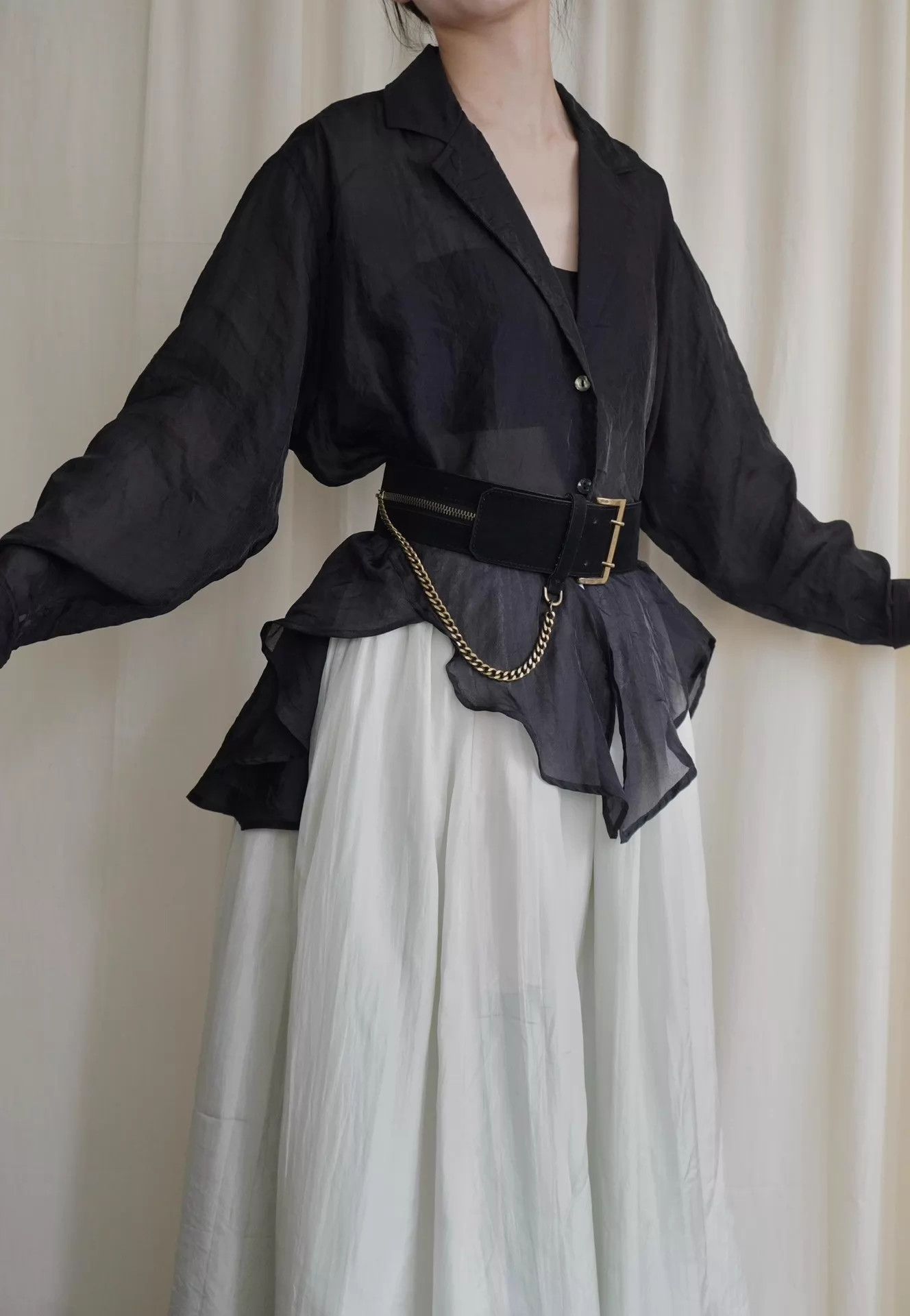 Kenzo KENZO 1980s Early Black Silk Fishtail Shirt Size ONE SIZE - 4 Thumbnail
