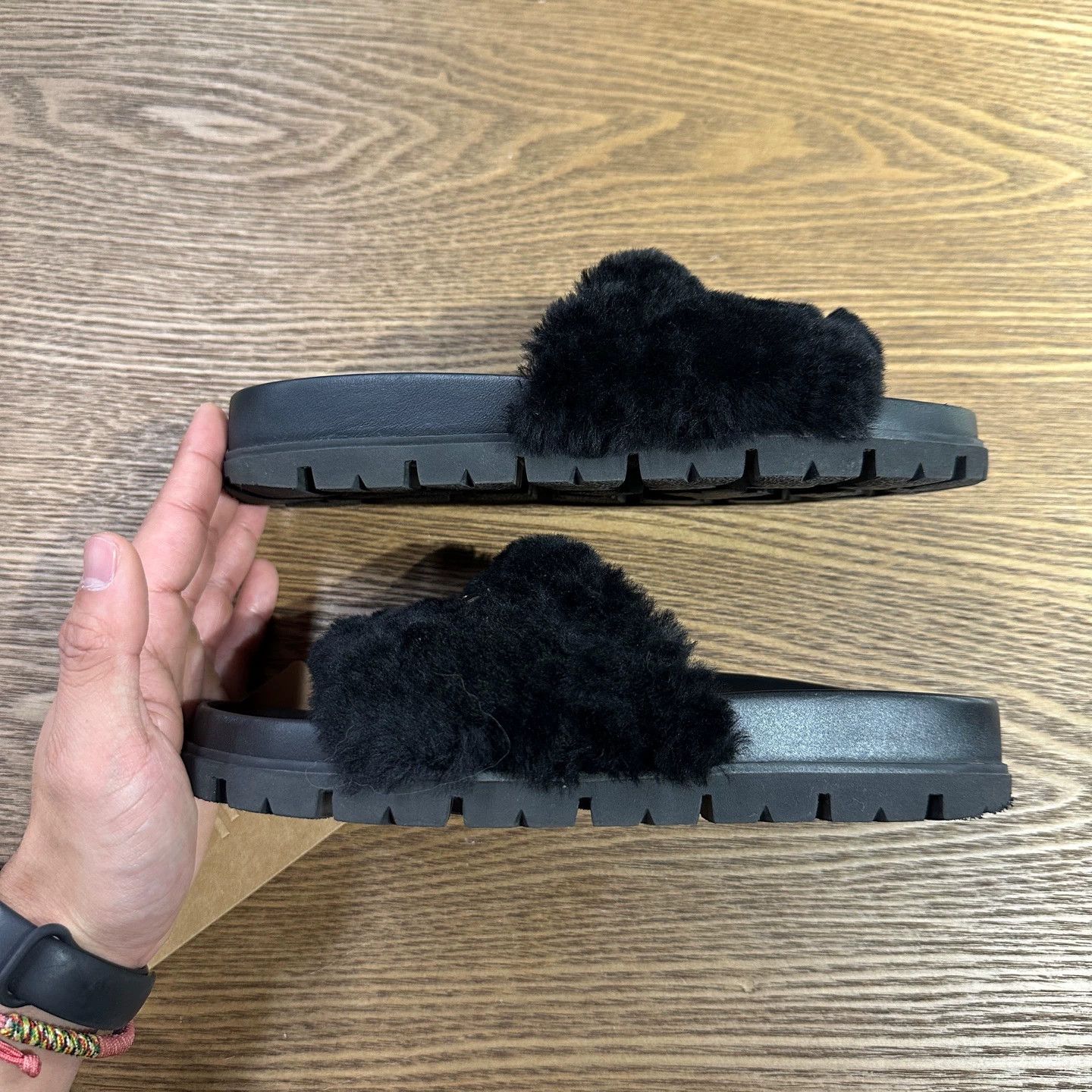 Prada Prada Triangle Logo Teddy Fur Slipper EUR 35 Size US 5 / IT 35 - 3 Thumbnail