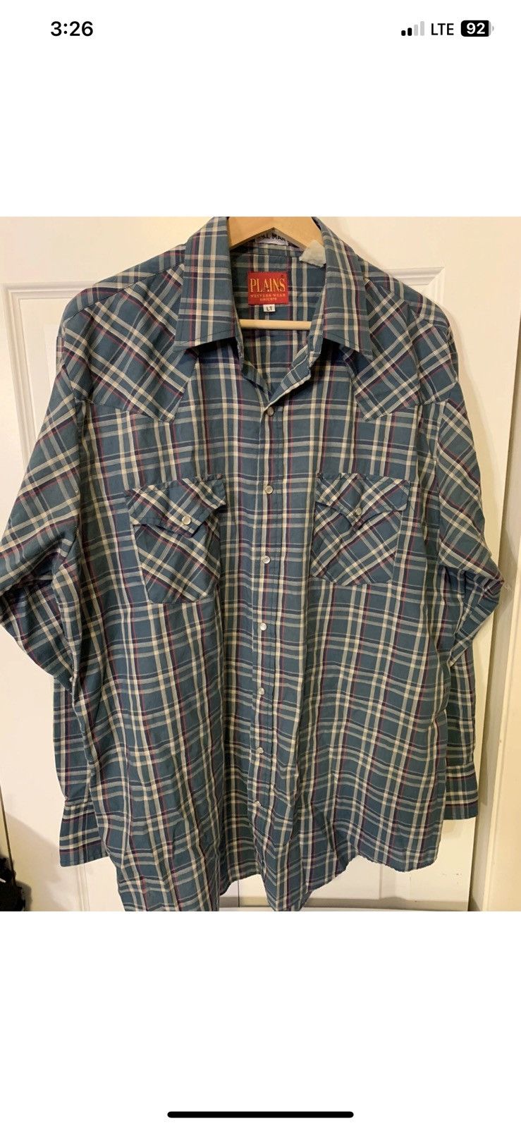 Other Vtg Plains Western Wear Green Large Tall Pearl Snap Shirt Size US L / EU 52-54 / 3 - 4 Thumbnail