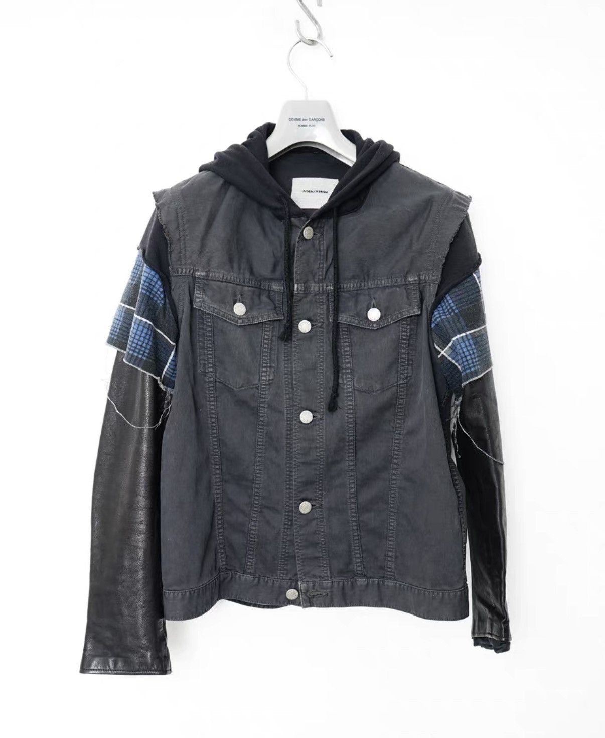 Undercover Undercover Leather Sleeve Panel Denim Jacket Size US S / EU 44-46 / 1 - 1 Thumbnail