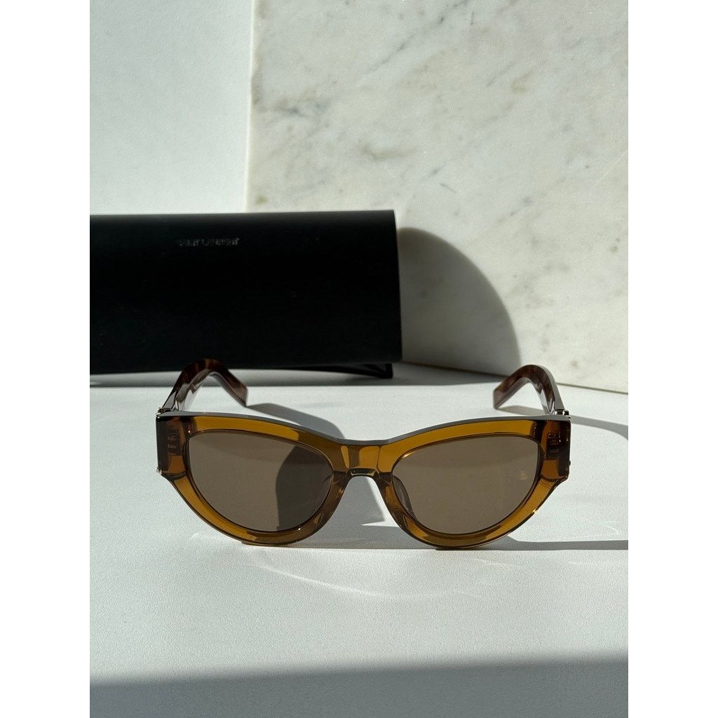 Saint Laurent Paris NEW Saint Laurent SLM94/F Brown Gold Cat Eye Sunglasses Size ONE SIZE - 5 Thumbnail