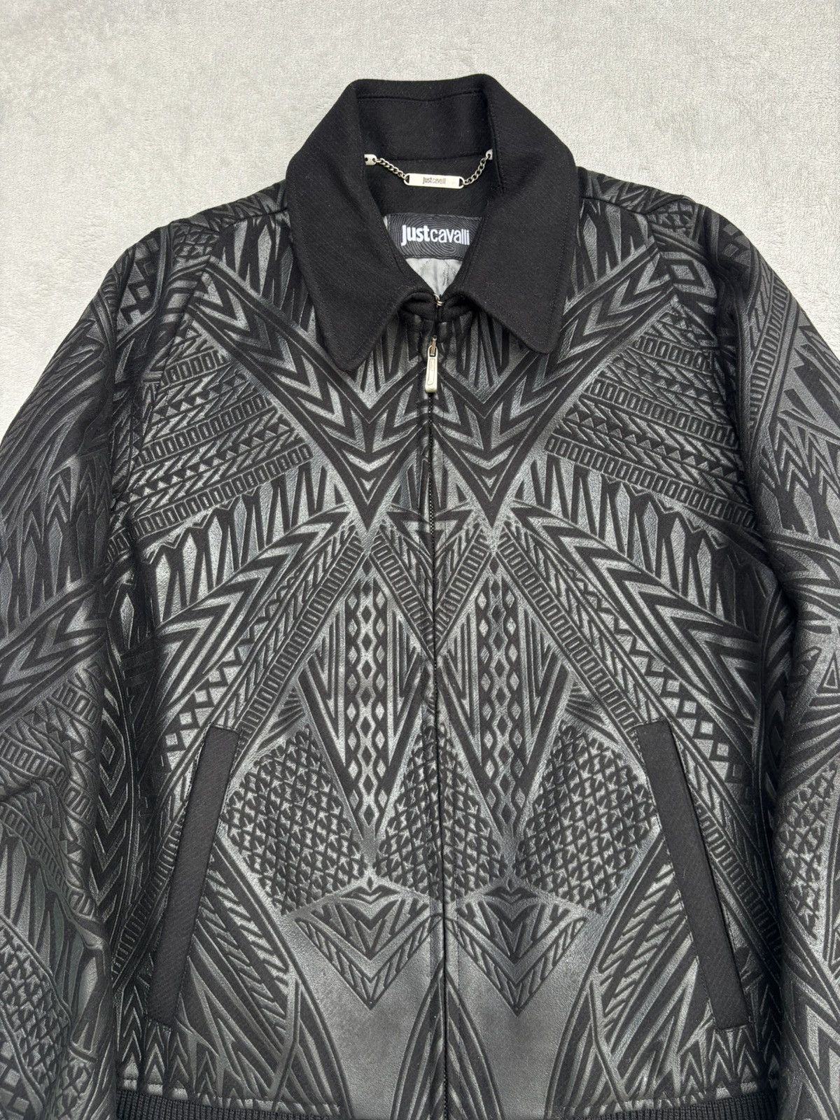 Just Cavalli AW 2014 Just Cavalli Geometric Tribal Embossed Bomber Jacket Size US M / EU 48-50 / 2 - 16 Thumbnail