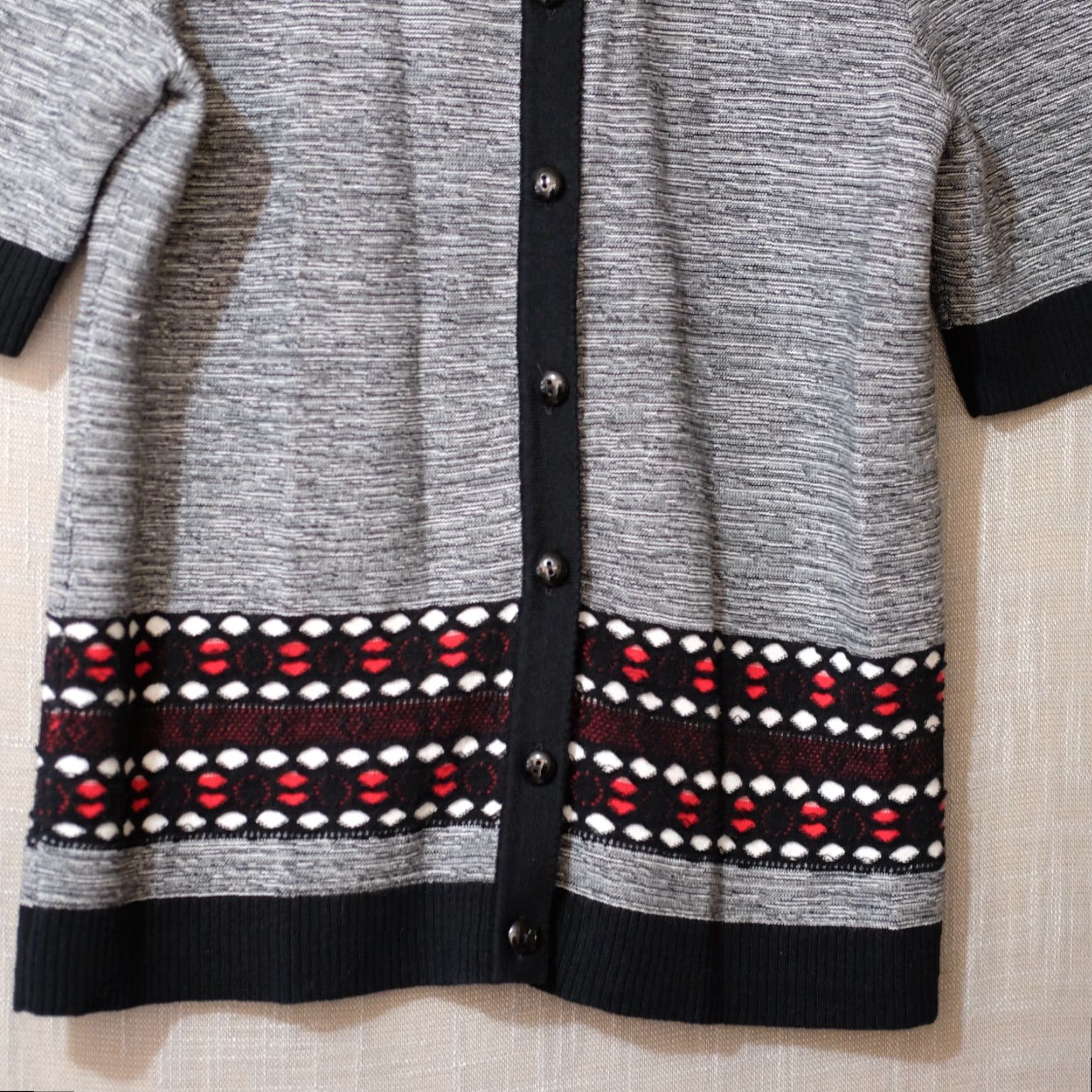 Vintage EUC Christopher & Banks Cardigan Black/White/Red Short Sleeve Women's M #H73-10 Size M / US 6-8 / IT 42-44 - 4 Thumbnail