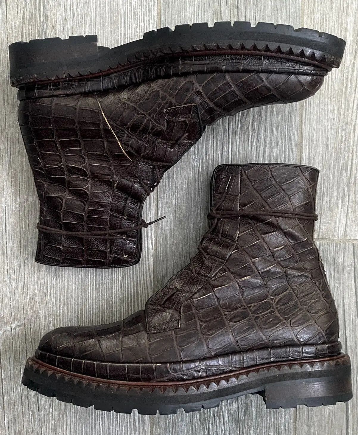 Raf Simons AW2008-2009 Raf Simons Brown Crocodile High Top Vibram Boots Size US 11 / EU 44 - 5 Thumbnail