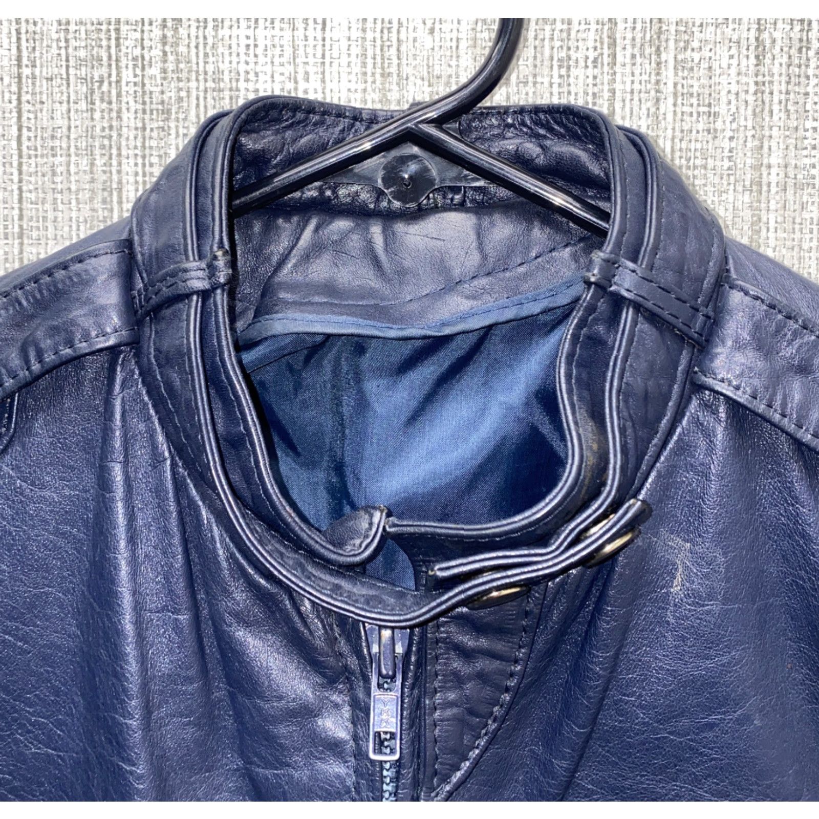 Vintage Women’s Leather Jacket Size 8 Blue Full Zip Casual Outerwear Size M / US 6-8 / IT 42-44 - 3 Thumbnail