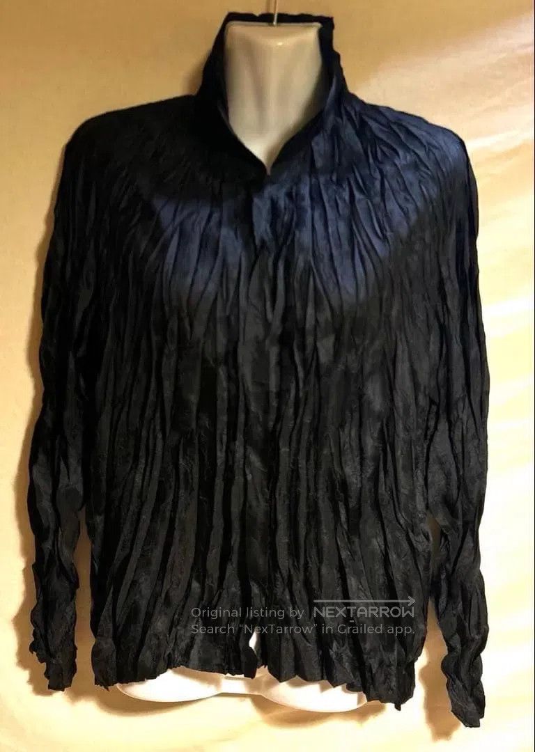 Issey Miyake Issey Miyake Black Ruched Shirt Size L / US 10 / IT 46 - 1 Thumbnail