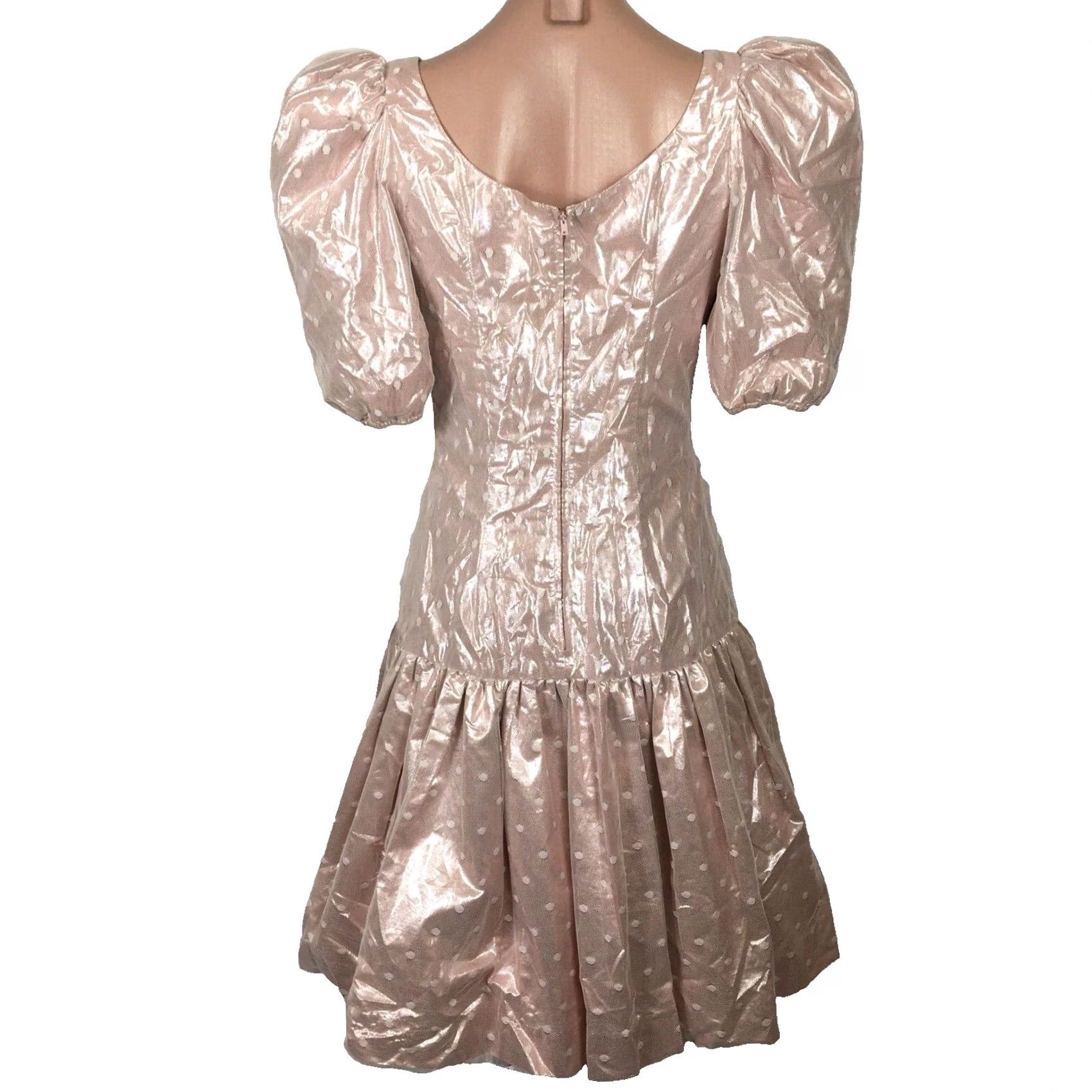 Halston VINTAGE Halston III 80s Pink Polka Dot Ruched Party Prom Dress 8 Size M / US 6-8 / IT 42-44 - 2 Thumbnail