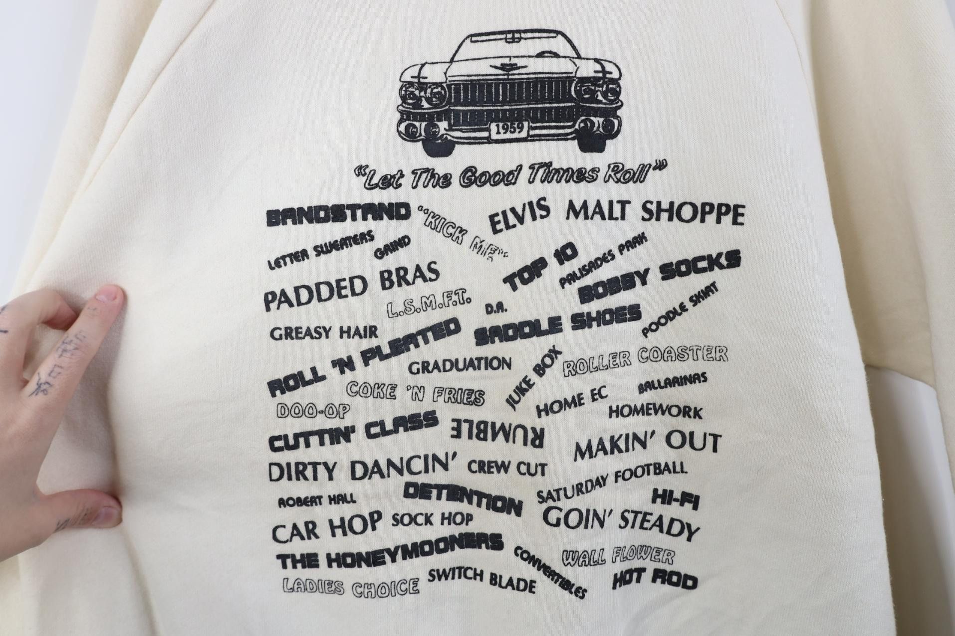 Vintage Vintage 90s Fabulous 50s Let the Good Times Roll Sweatshirt Size L / US 10 / IT 46 - 11 Thumbnail