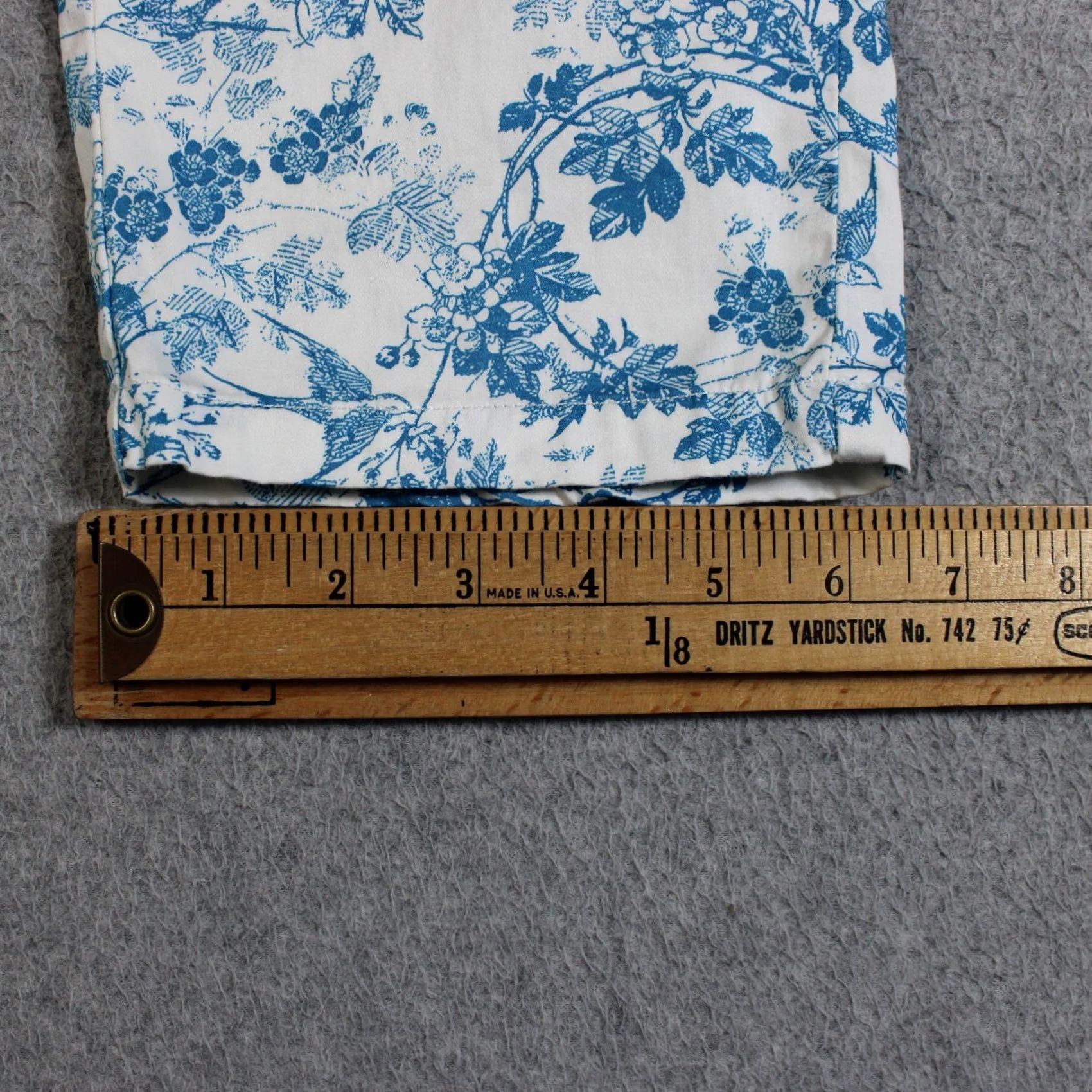 Vintage Garnet Hill Pants Women 10 Blue Floral Bird Chino Ankle Cropped Cotton Coastal Size 32" / US 10 / IT 46 - 7 Thumbnail
