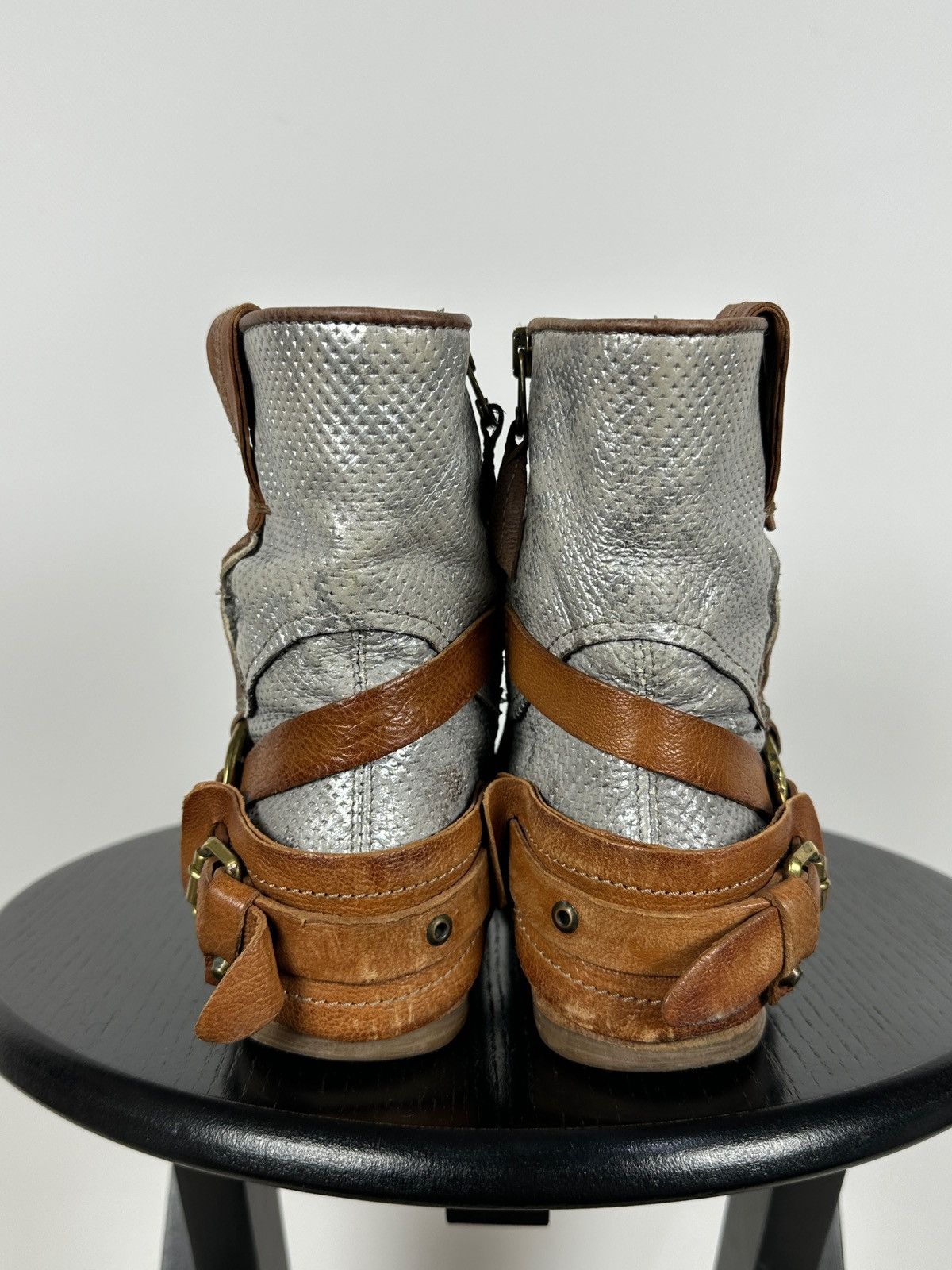A.S.98 A.S.98. Leather Biker Ankle Studded Buckle Strap Boots Size US 6 / IT 36 - 7 Thumbnail