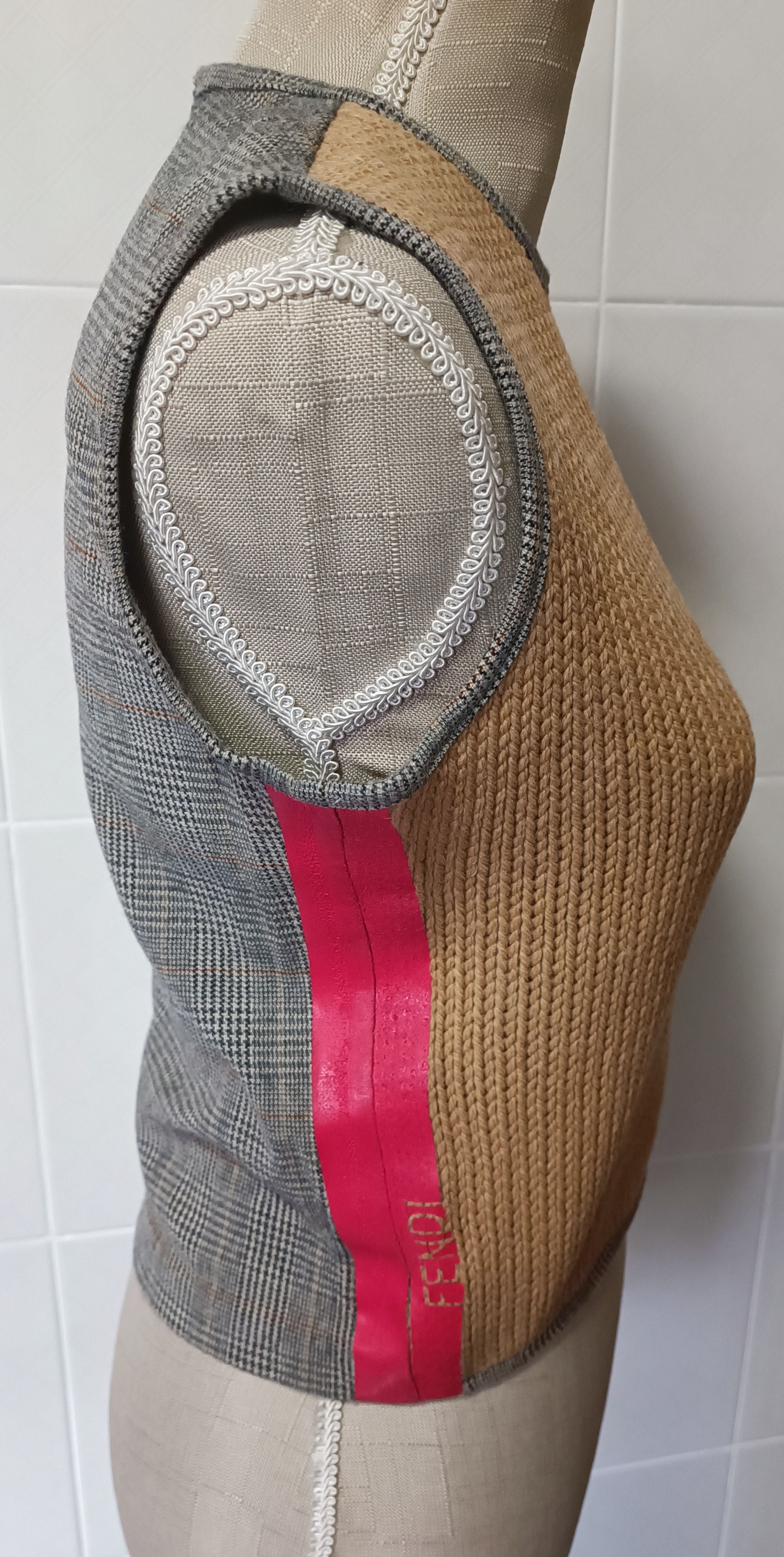 Fendi Top - Camel wool knit front / Prince of Wales check back. Size M / US 6-8 / IT 42-44 - 6 Thumbnail