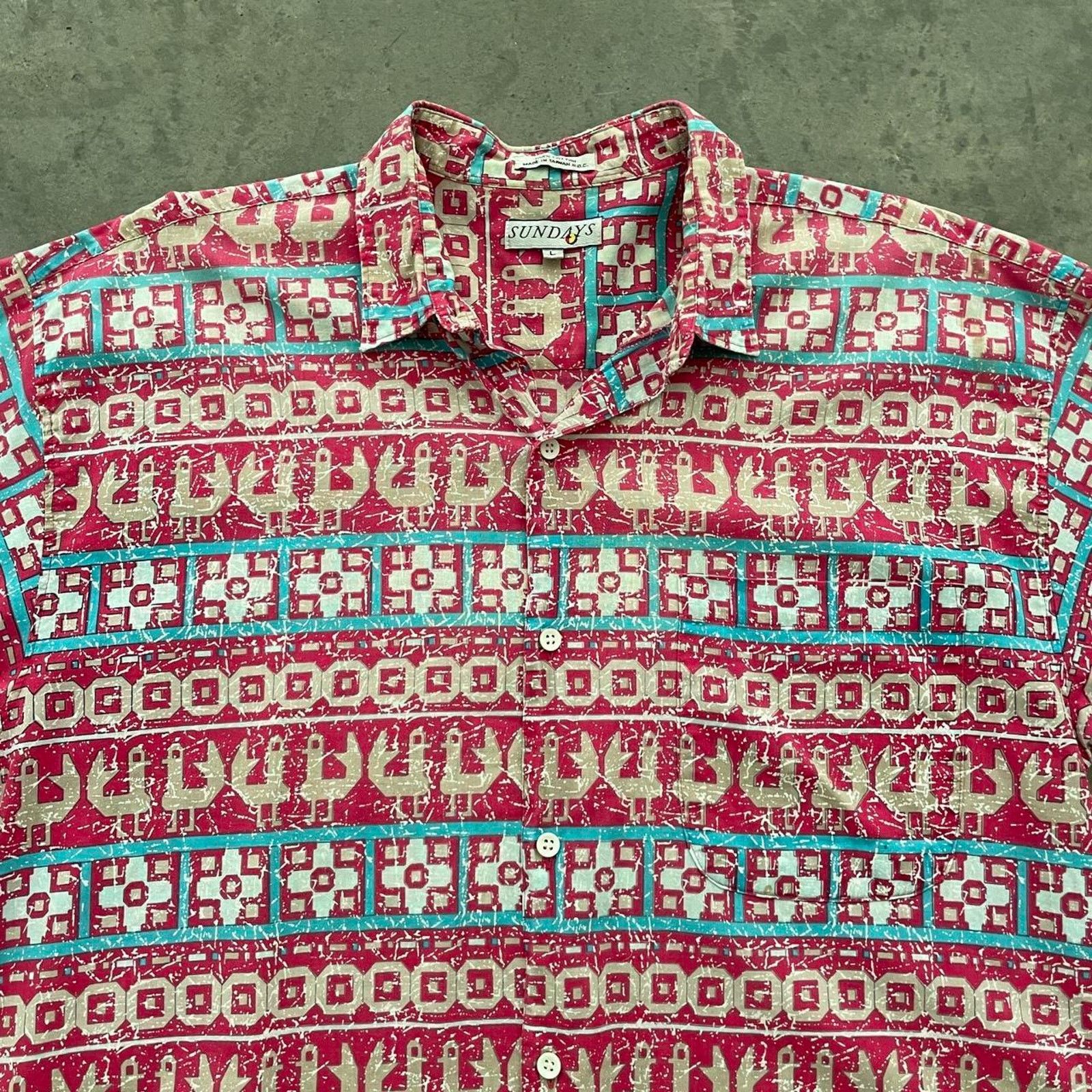 Vintage Vintage Sundays Fuchsia Patterned Button Up Shirt Size US L / EU 52-54 / 3 - 2 Thumbnail