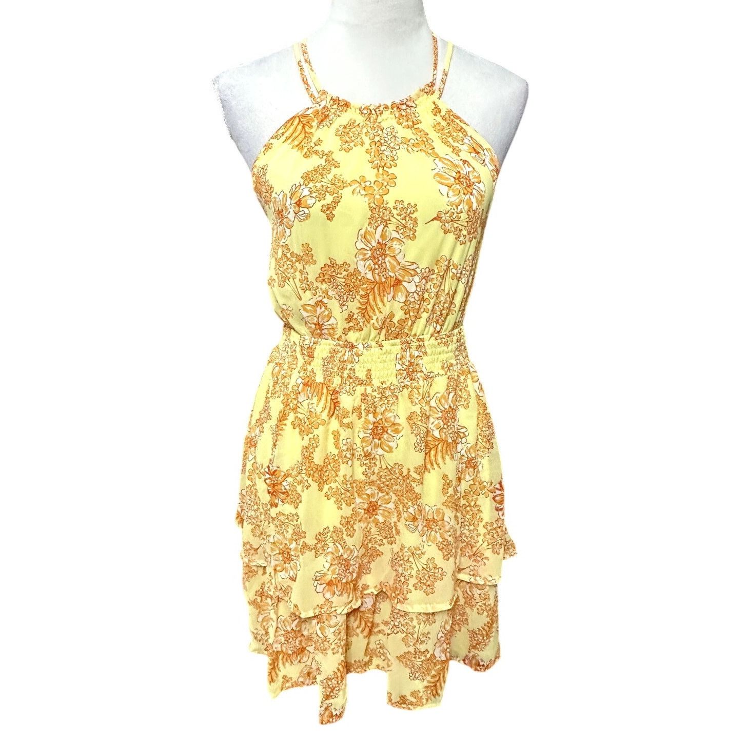Other Collective Concepts Womens Yellow Orange Floral Mini Dress S Size S / US 4 / IT 40 - 2 Thumbnail
