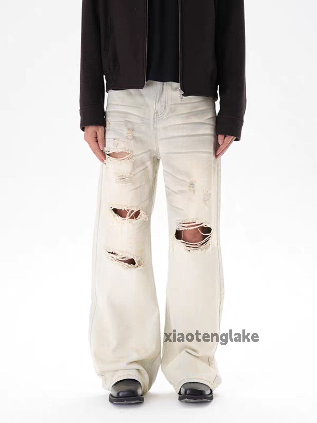 xtl washed faded punk grunge loose baggy Stain jeans