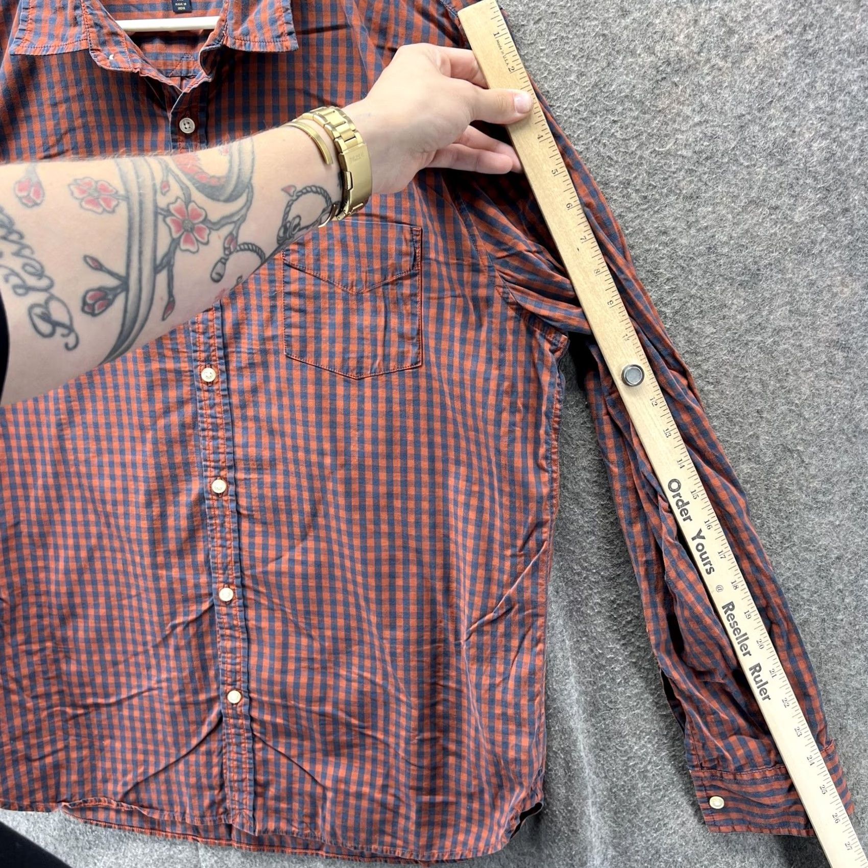 Lucky Brand Lucky Brand Shirt Mens XL Orange Check Saturday Stretch Slim Fit Button Front Size US XL / EU 56 / 4 - 4 Thumbnail