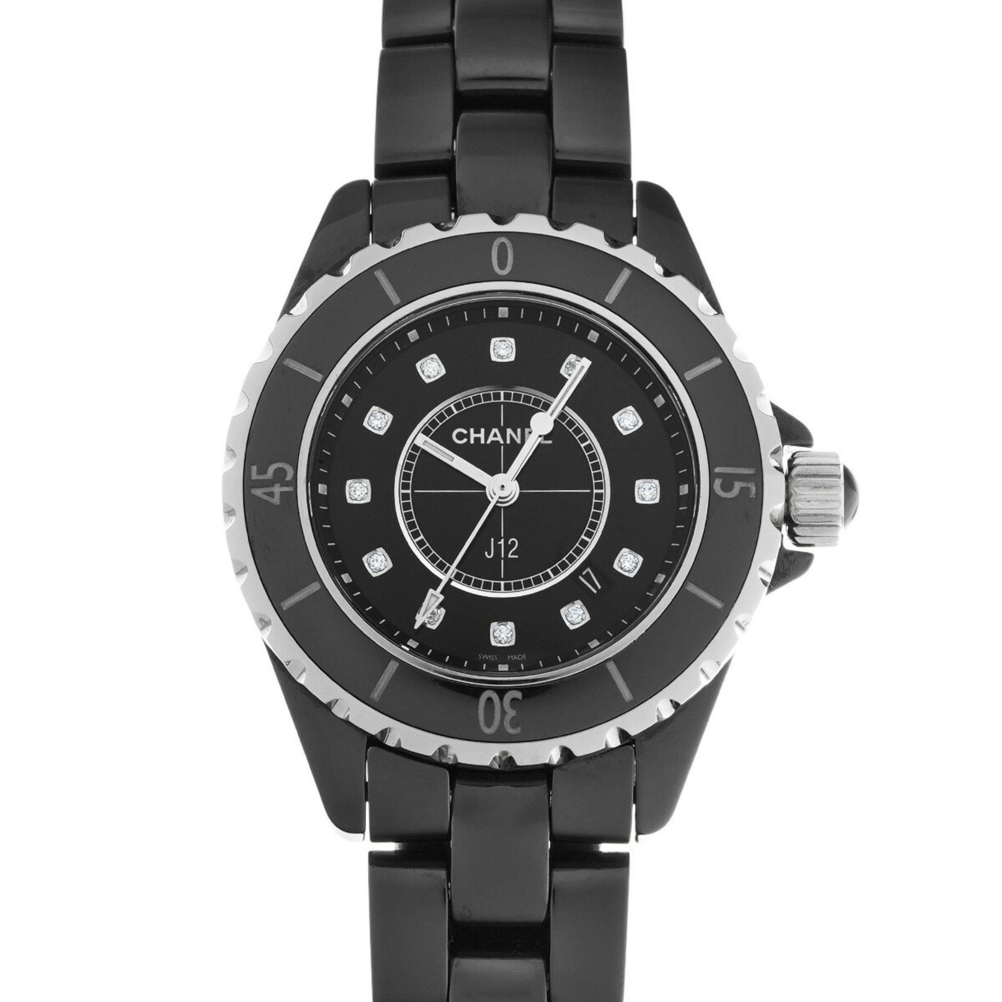 Chanel J12 33Mm 12P Diamond H1625 Black/diamond Women's Watch Quartz