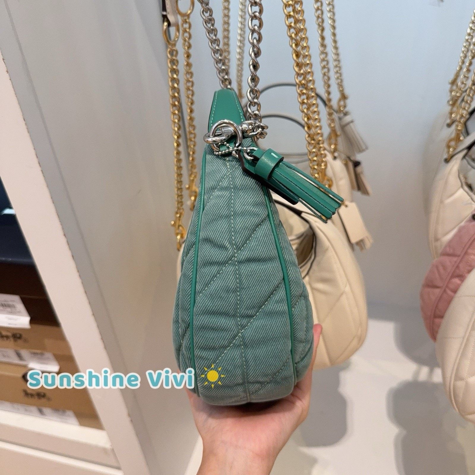 Coach NWT Coach Carmen Mini Crossbody Bag CBR11 Denim Sv/Ivy/Green Size ONE SIZE - 5 Thumbnail