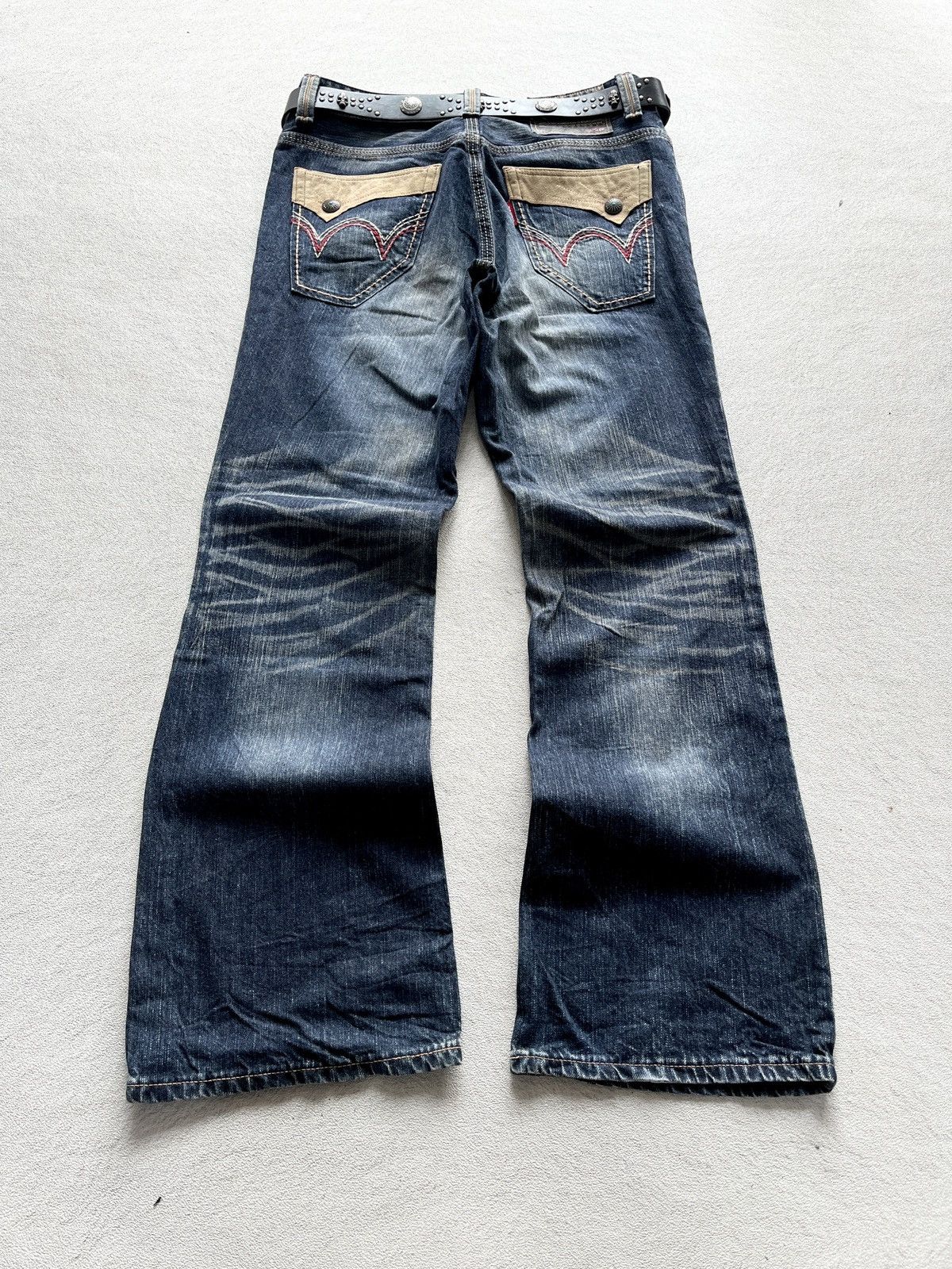 Number (N)ine 2000s Edwin XV Navajo Leather Cowboy Faded Flare Jeans Size US 36 / EU 52 - 9 Thumbnail