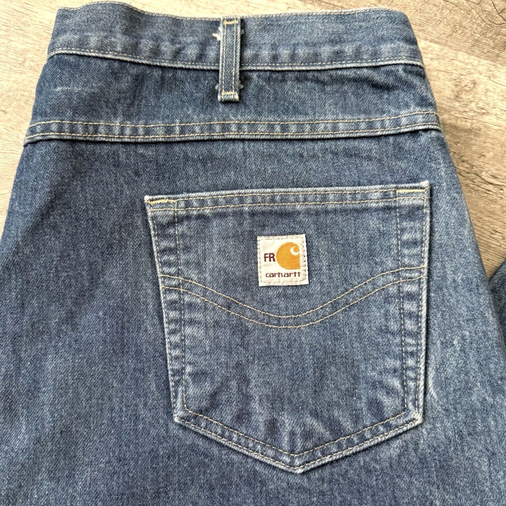 Carhartt Carhartt FR Jeans Mens 42x30 Denim Flame-Resistant 5-Pocket Relaxed Straight Blue 42x30 Mens Workwear Logo FRB160 Size US 42 / EU 58 - 6 Thumbnail