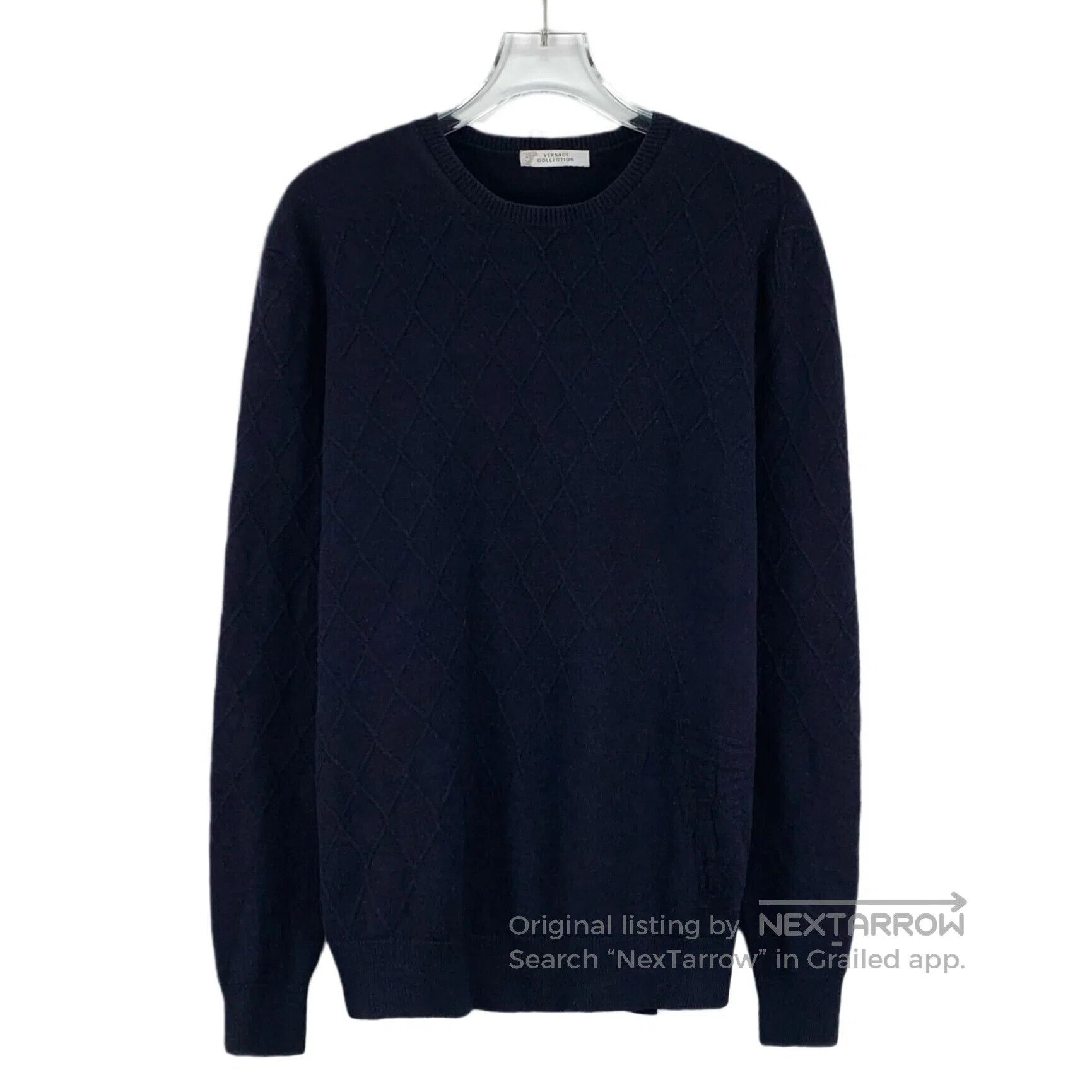 Versace Versace Navy blue diamond pattern wool round neck long sle Size US M / EU 48-50 / 2 - 1 Thumbnail