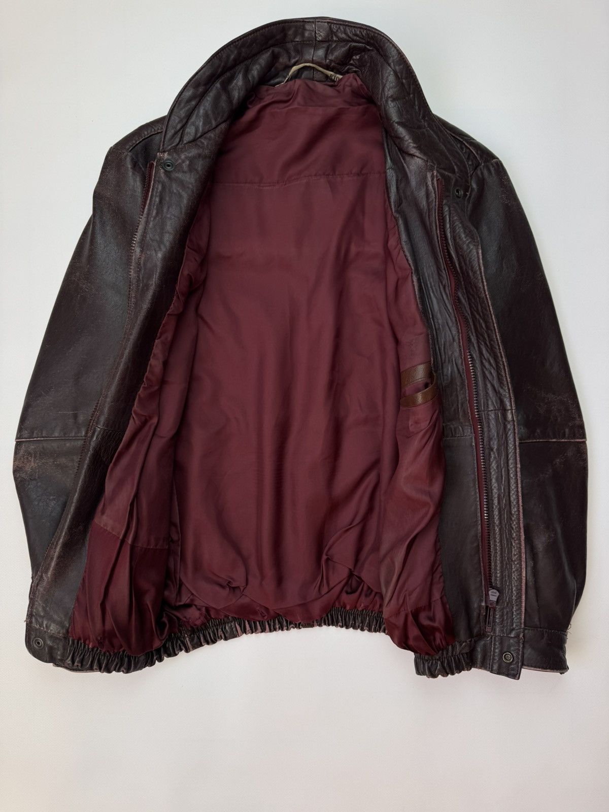 Leather Vintage Distressed Leather Bomber Jacket w/ Riri Zippers Size US M / EU 48-50 / 2 - 6 Thumbnail