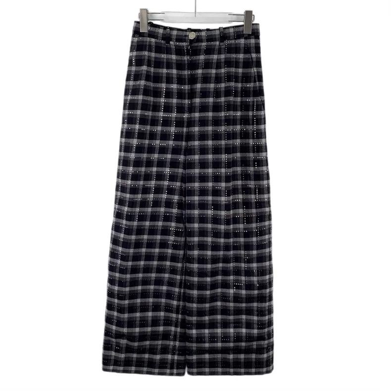 Chanel Chanel Black plaid diamond decoration design cotton casual Size 24" / US 00 / IT 34 - 1 Thumbnail