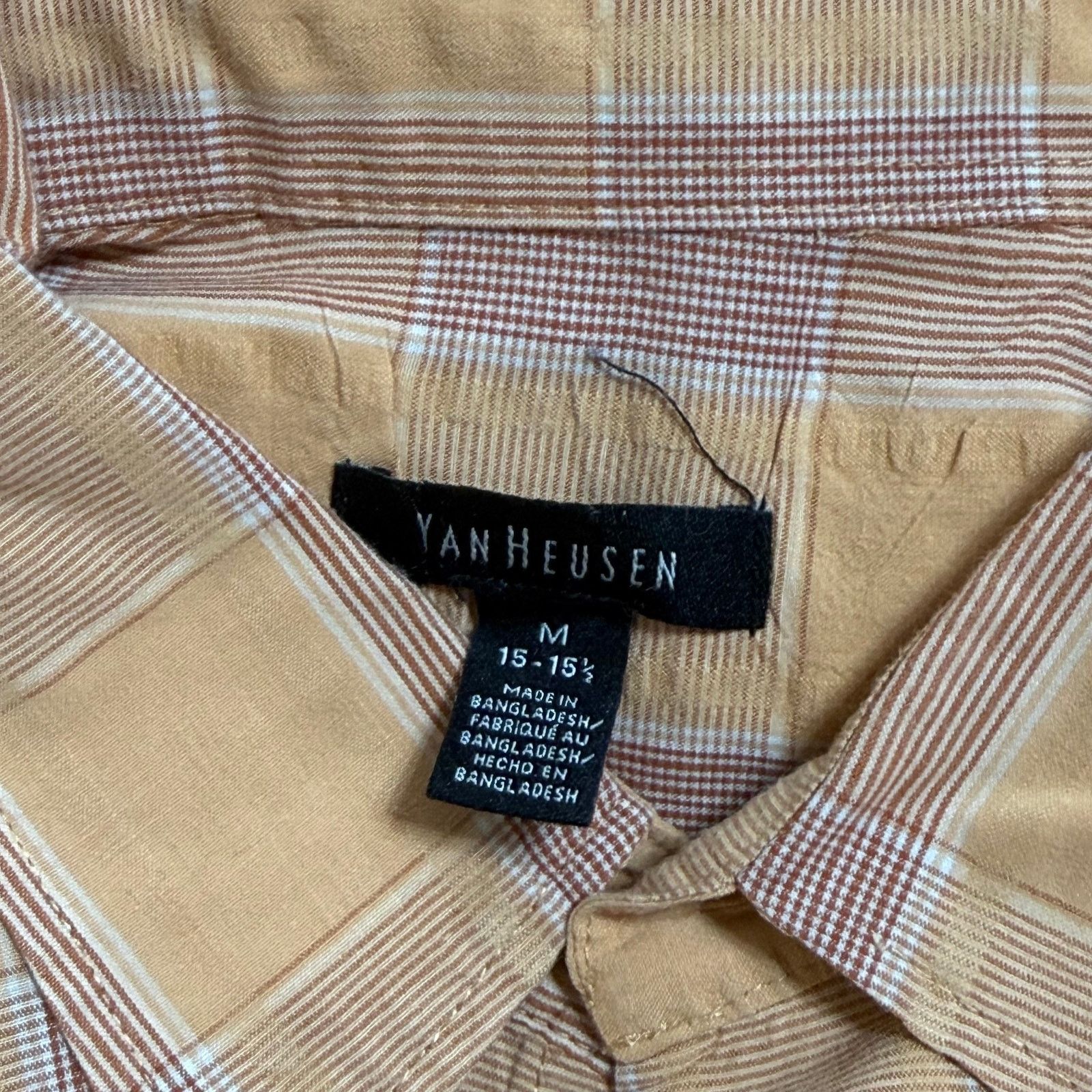 Van Heusen Van Heusen Tan Plaid Button-Up Shirt | Sz M Size US M / EU 48-50 / 2 - 5 Thumbnail