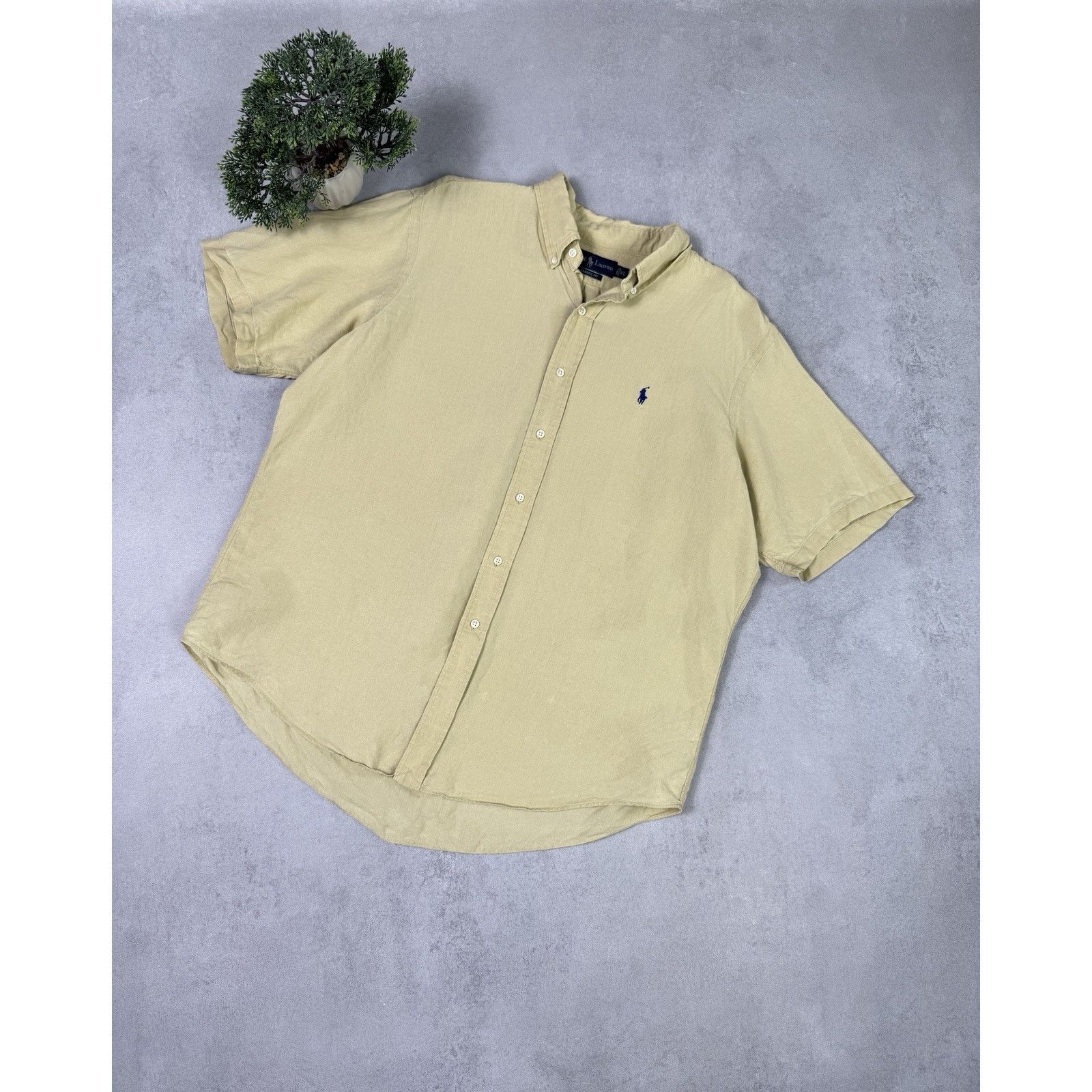 Ralph Lauren Vintage Polo Ralph Lauren Short Sleeve Liven Shirt Beige Size US XL / EU 56 / 4 - 1 Thumbnail
