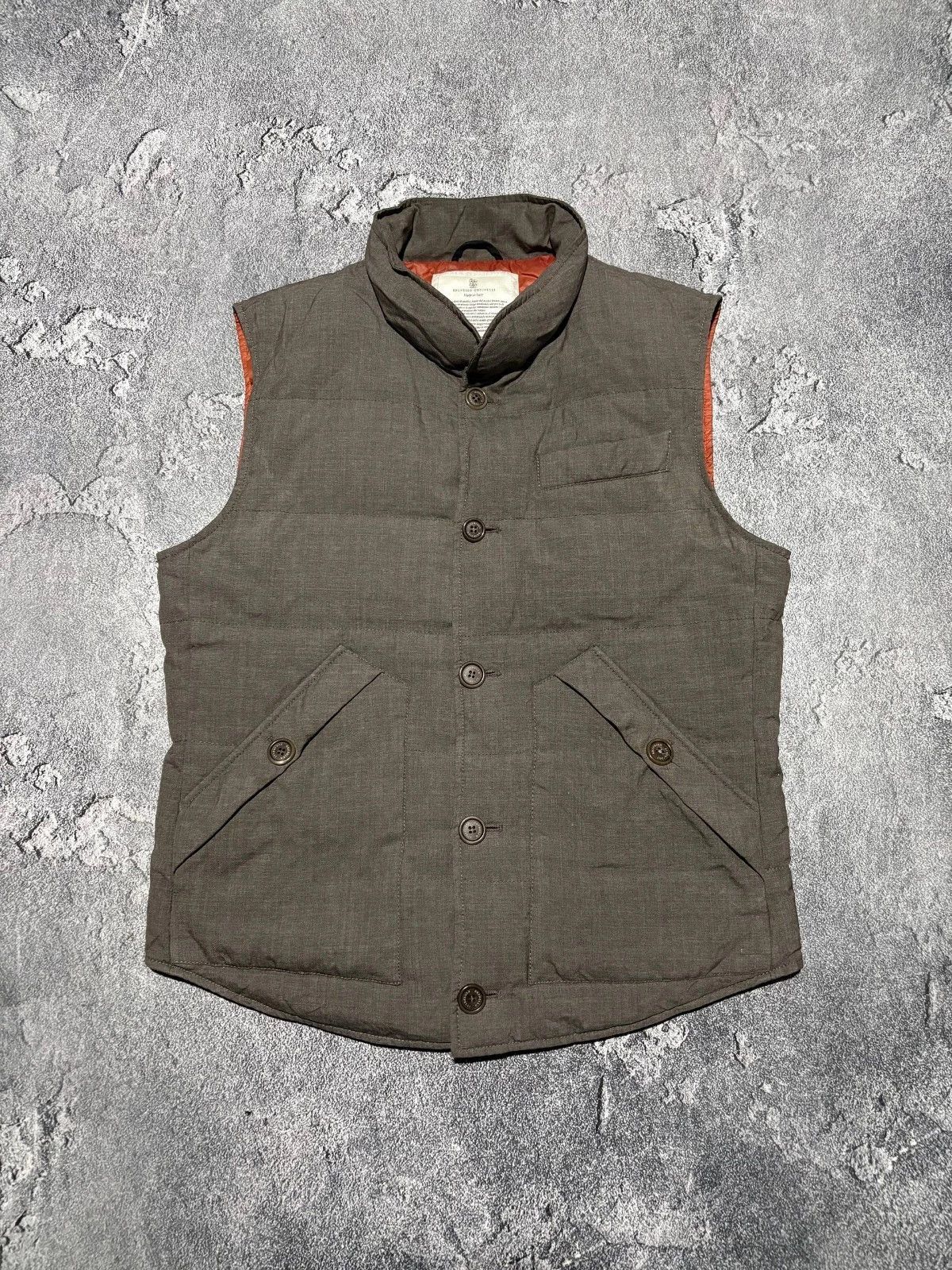 Brunello Cucinelli Vintage Rare Brunello Cucinelli Luxury Gray Down Puffer Vest Size XL / US 12-14 / IT 48-50 - 1 Thumbnail