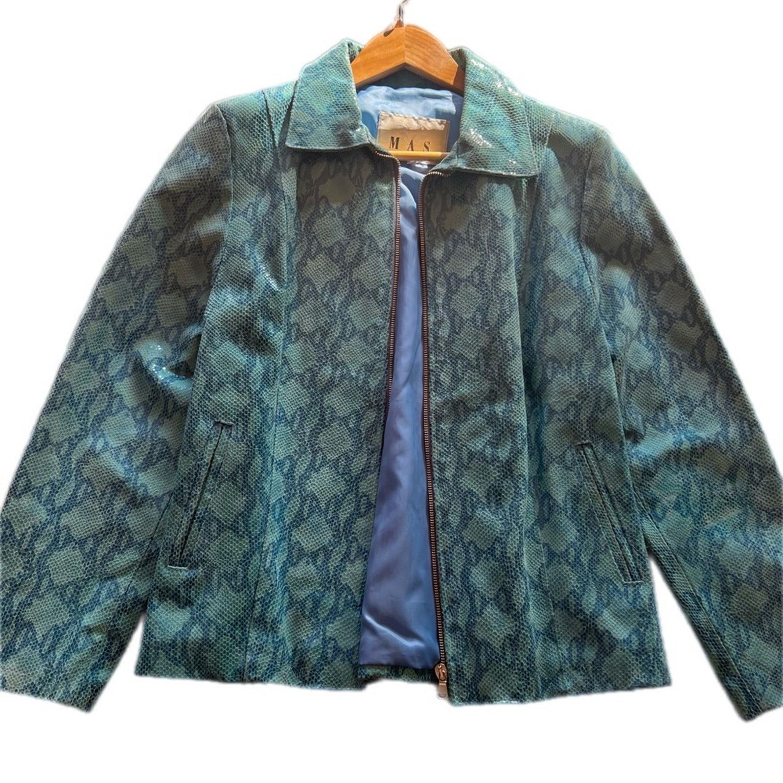 Vintage Vintage blue croc snake leather zip-up jacket Italy M Size M / US 6-8 / IT 42-44 - 4 Thumbnail