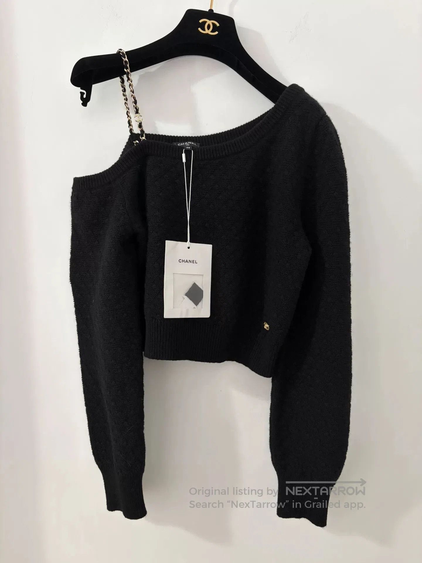 Chanel Chanel 23B Chain Cold-Shoulder Black Sweater. Size US S / EU 44-46 / 1 - 1 Thumbnail